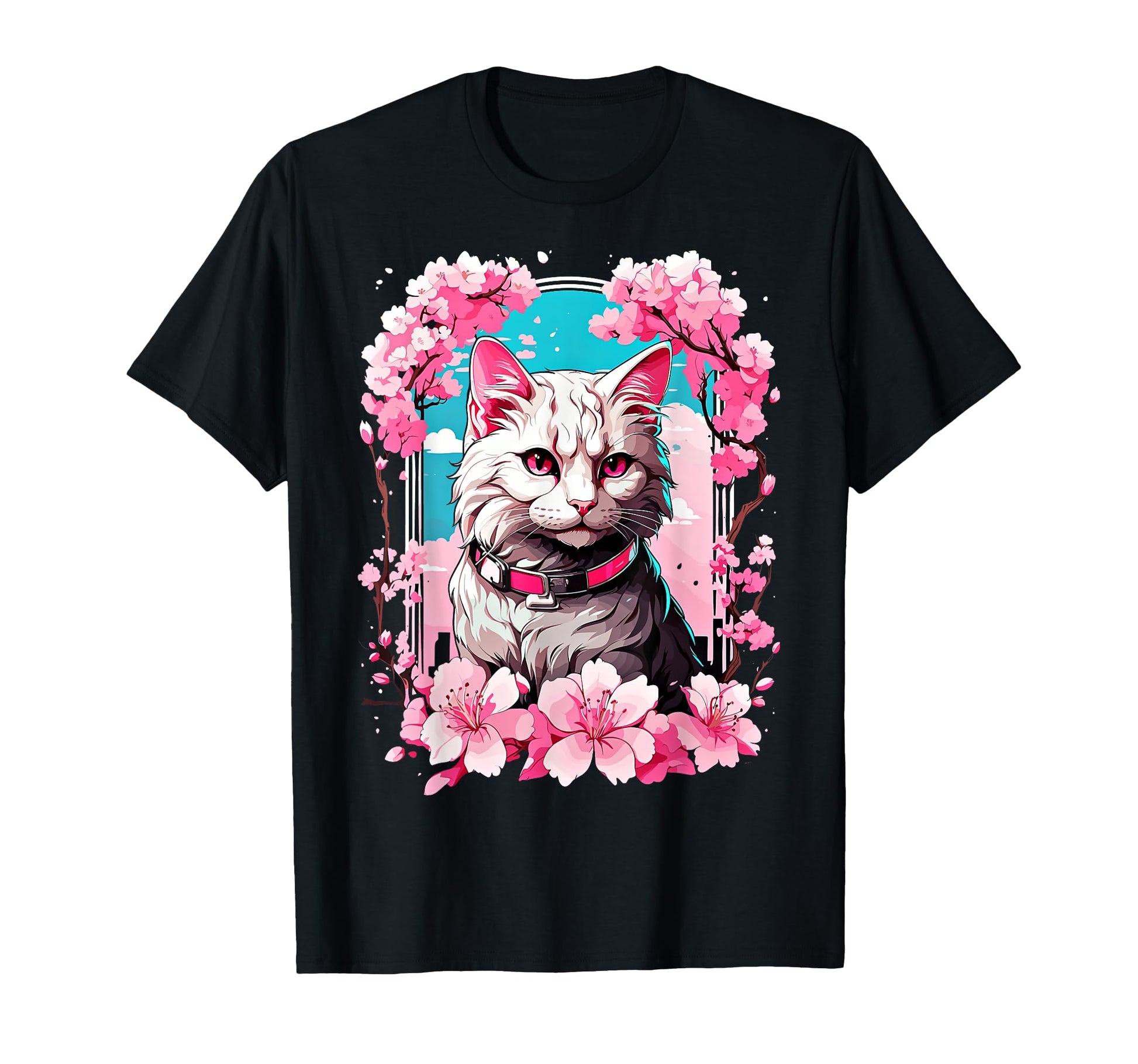 Anime Cat Japanese Vaporwave Aesthetic T-Shirt - Graphic Print Men Women - T-Shirt, Sweatshirt, Hoodie