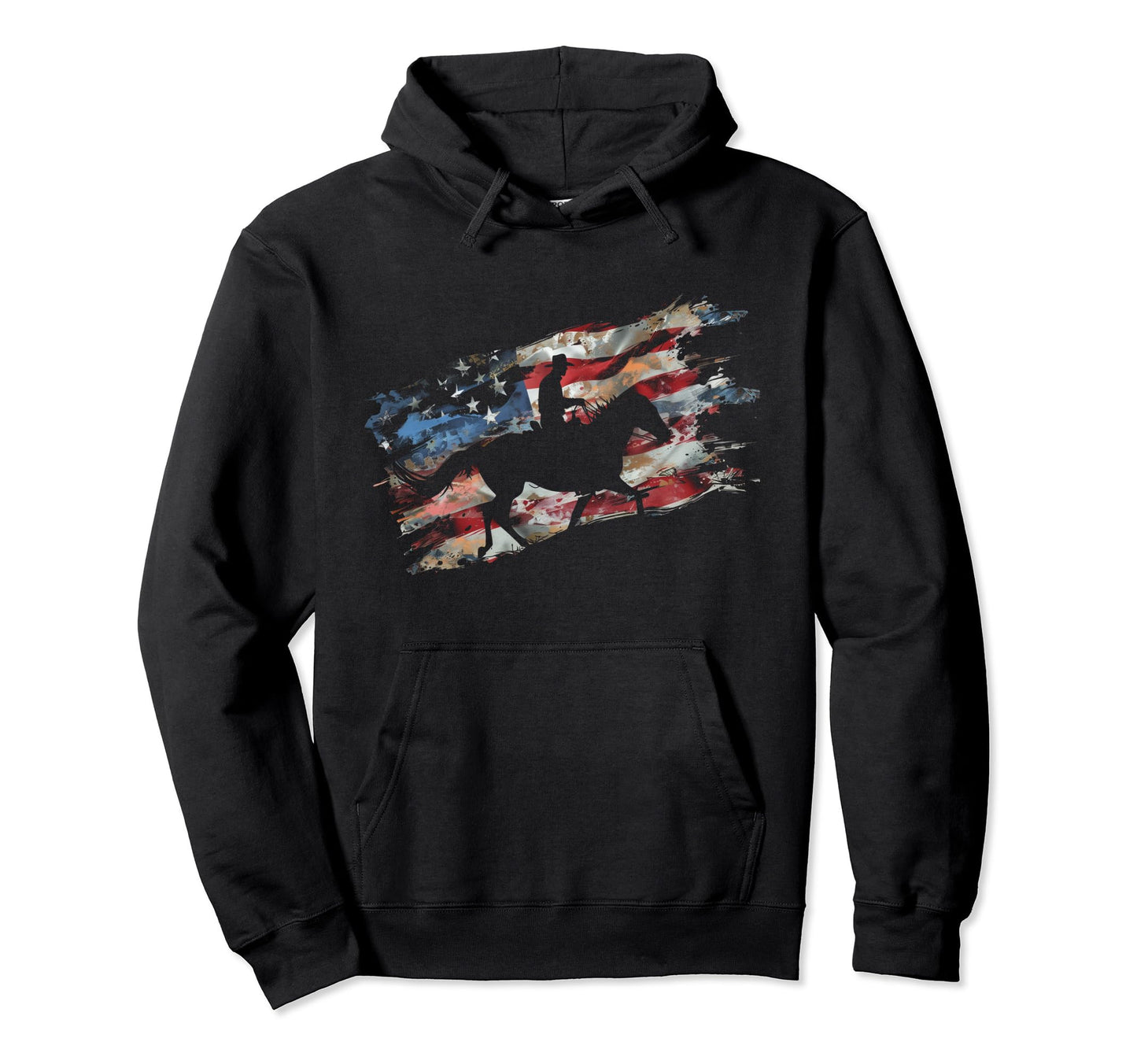 Cowboy American Flag Horse Riding Rancher Hoodie - Streetwear Style Unisex - T-Shirt, Sweatshirt, Hoodie