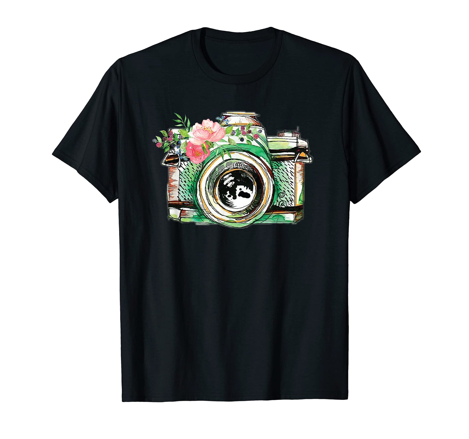Photographers Camera Flowers T-Shirt - Custom Art Print Unisex - T-Shirt, Sweatshirt, Hoodie