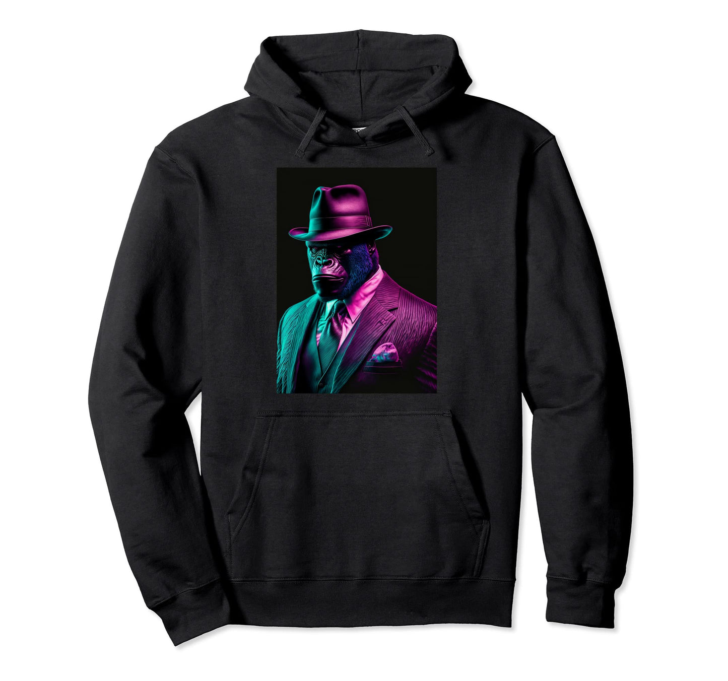 Vaporwave Gorilla Mafia Boss Hoodie - Casual Everyday Wear Unisex - T-Shirt, Sweatshirt, Hoodie