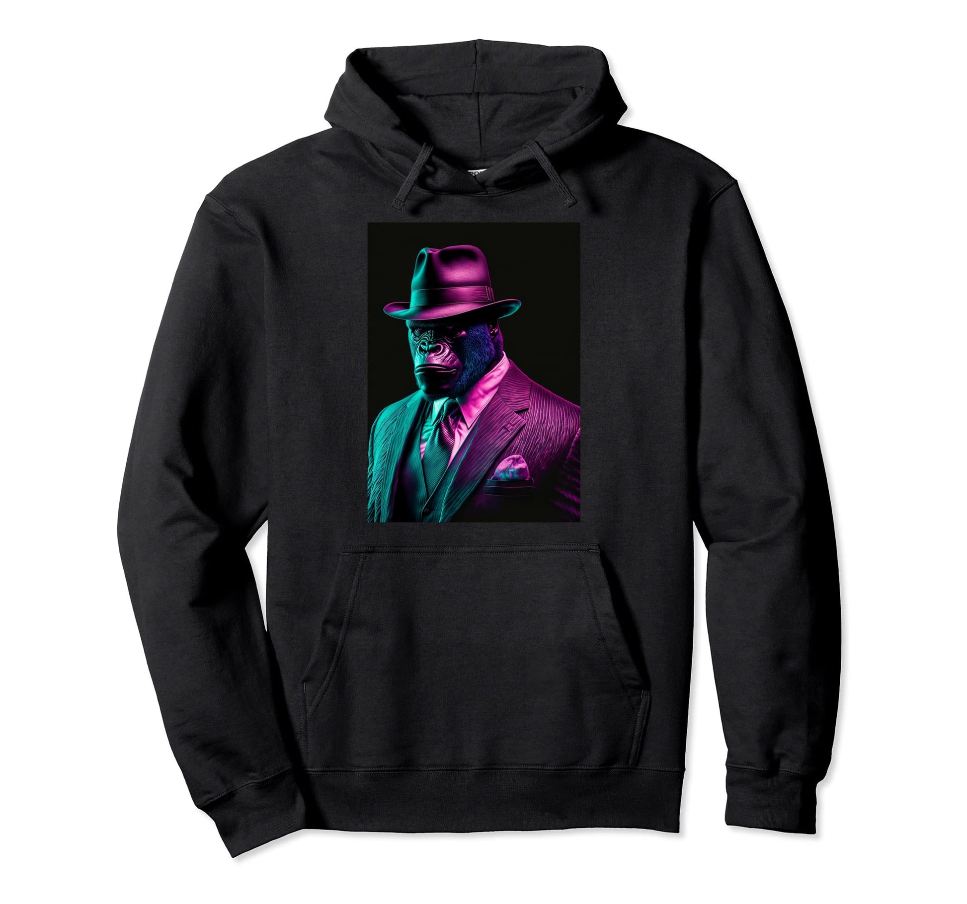 Vaporwave Gorilla Mafia Boss Hoodie - Casual Everyday Wear Unisex - T-Shirt, Sweatshirt, Hoodie