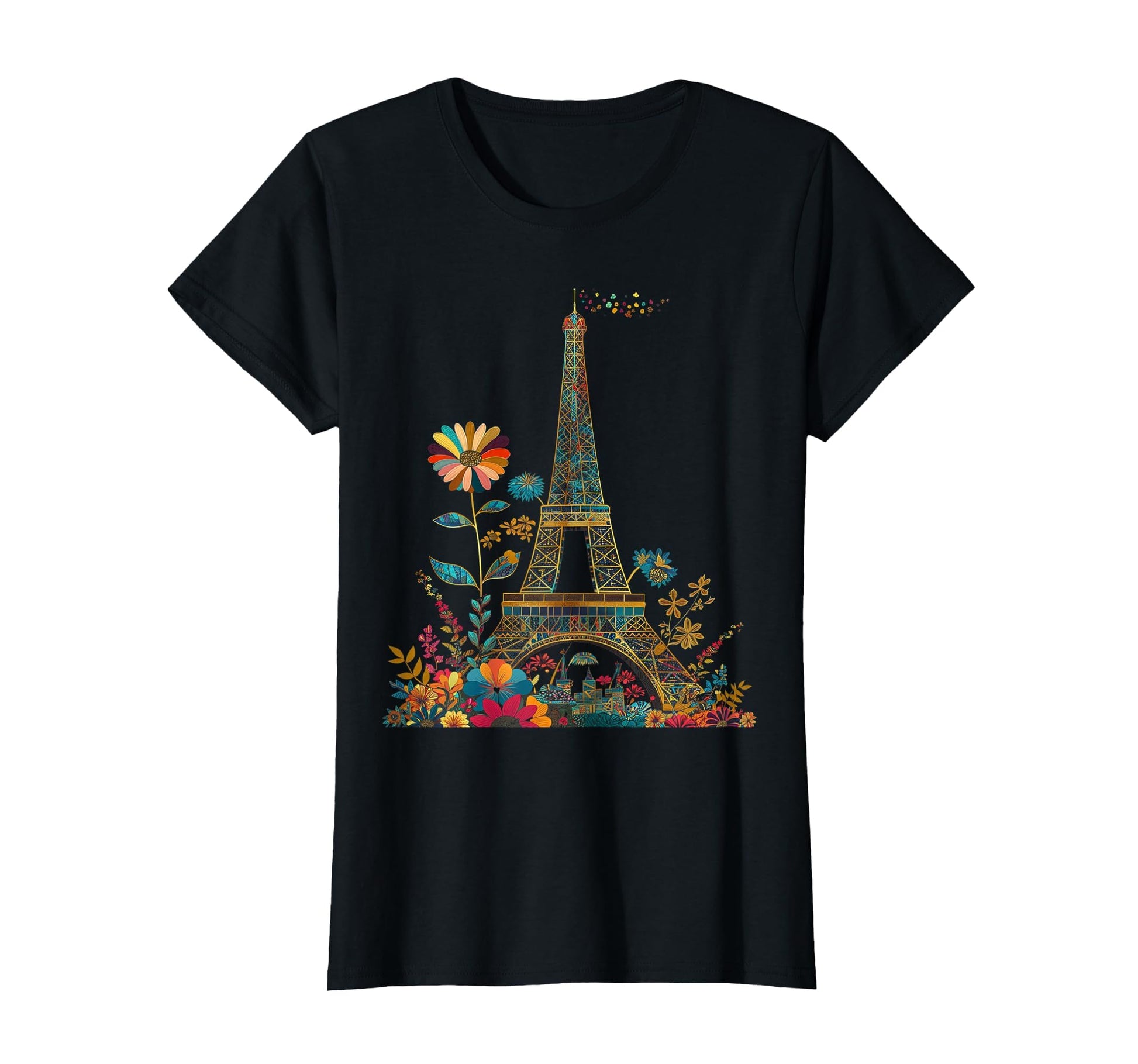 Paris France Eiffel Tower Flowers T-Shirt - Unique Graphic for Adults - T-Shirt, Sweatshirt, Hoodie
