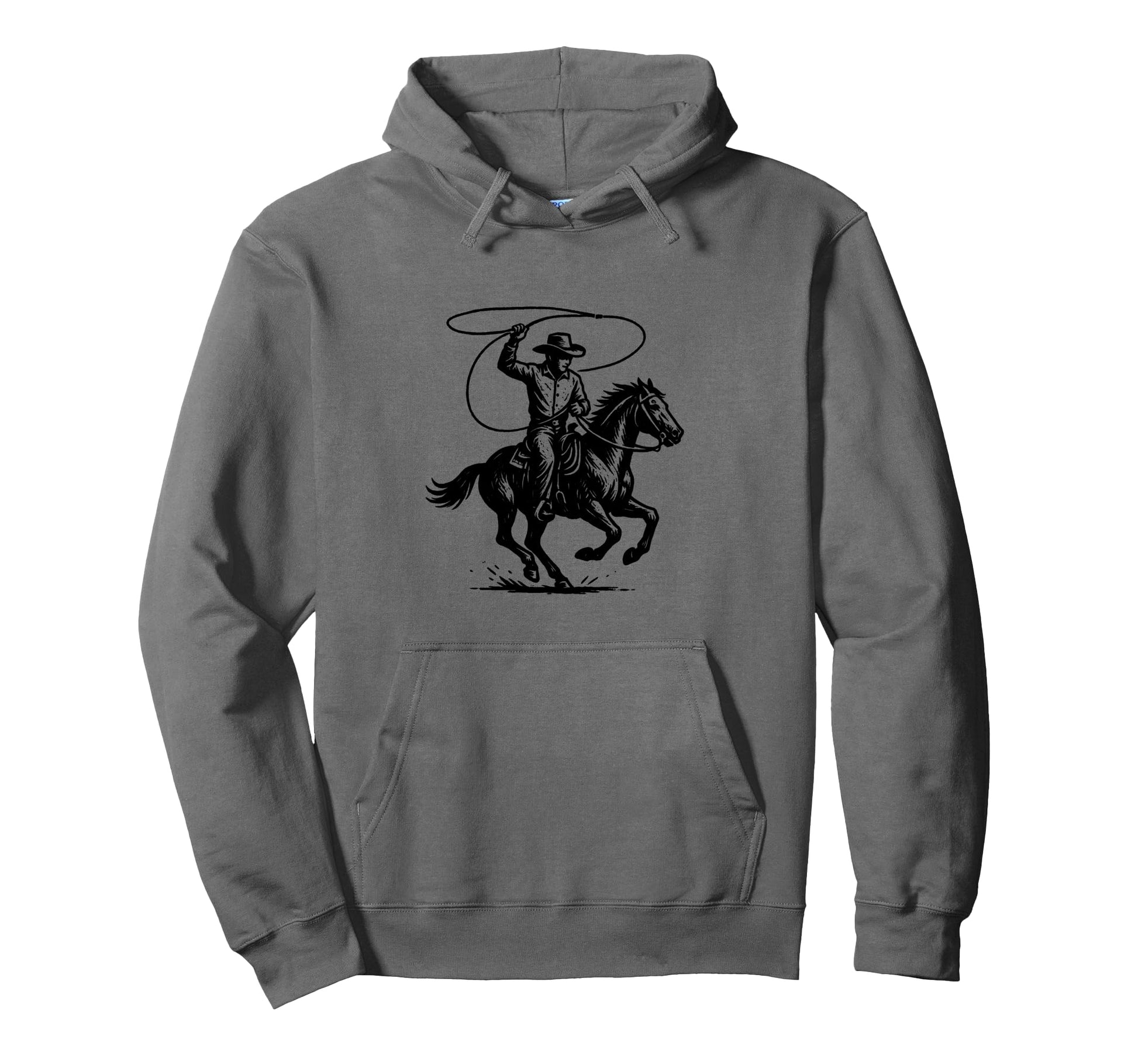 Rodeo Cowboy Woodcut Western Hoodie - Custom Art Print for Adults - T-Shirt, Sweatshirt, Hoodie