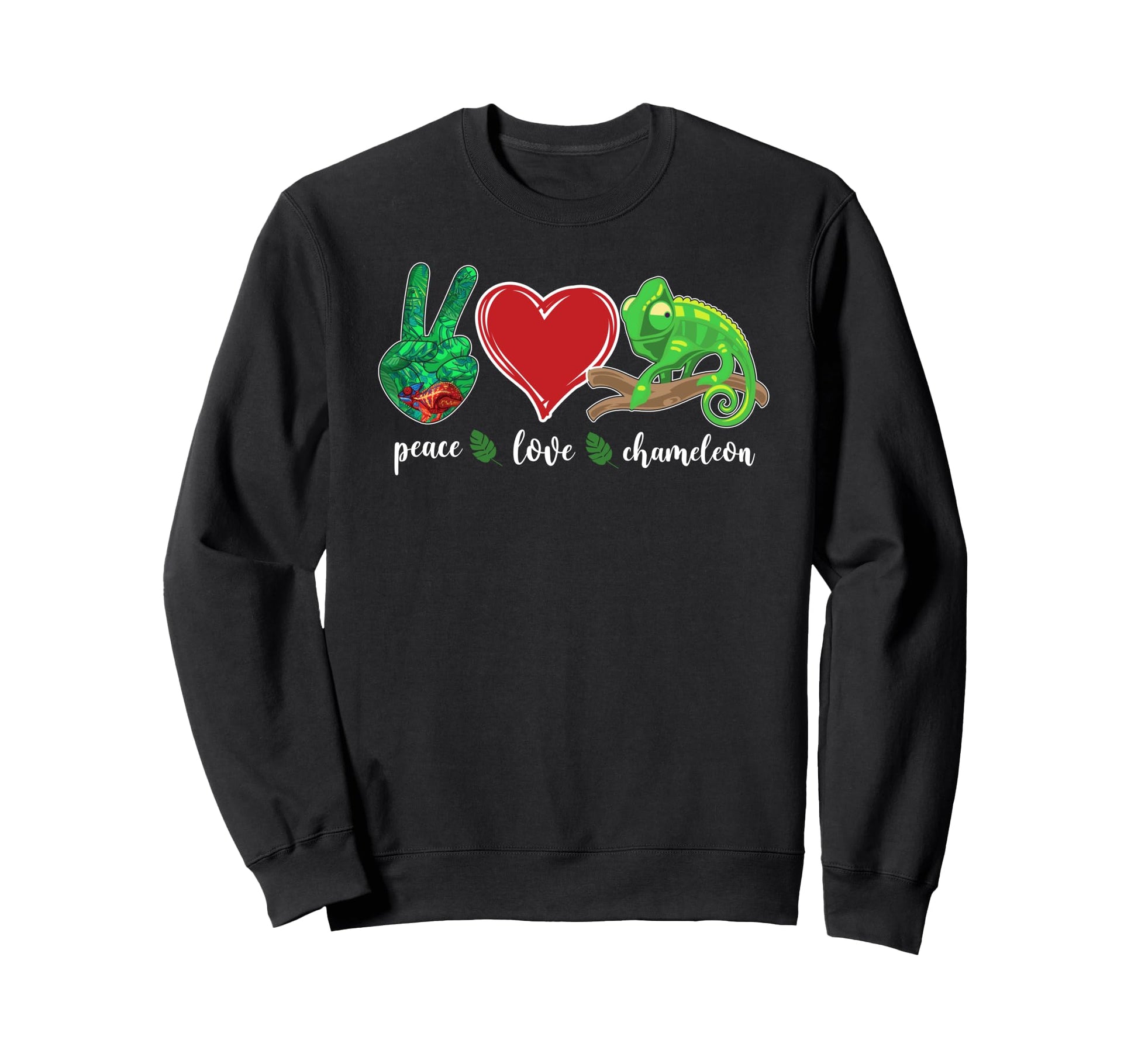 Peace Love Chameleon Heart Sweatshirt - Streetwear Style Men Women - T-Shirt, Sweatshirt, Hoodie