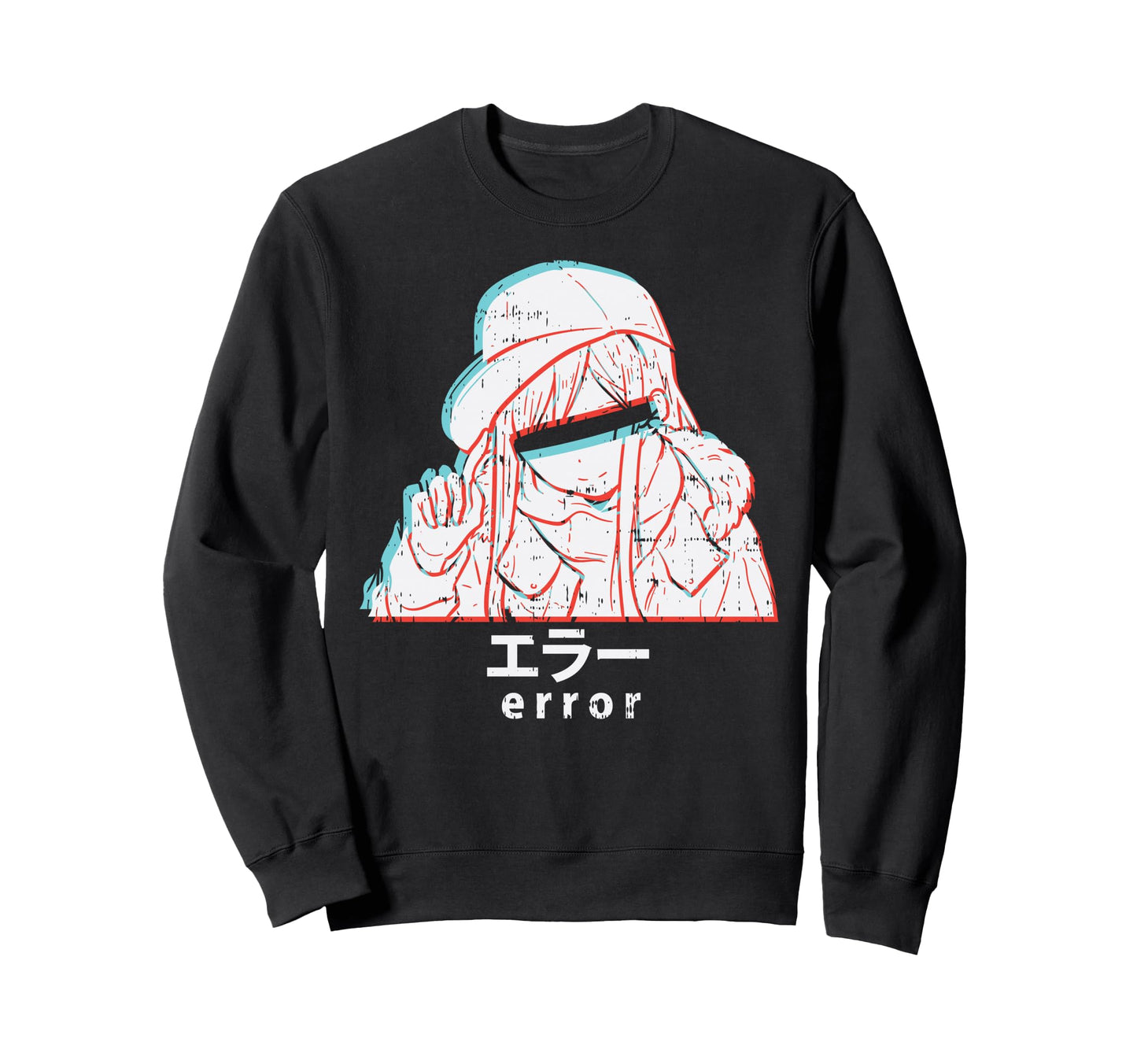 Anime Error Glitch Aesthetic Sweatshirt - Custom Art Print Men Women - T-Shirt, Sweatshirt, Hoodie