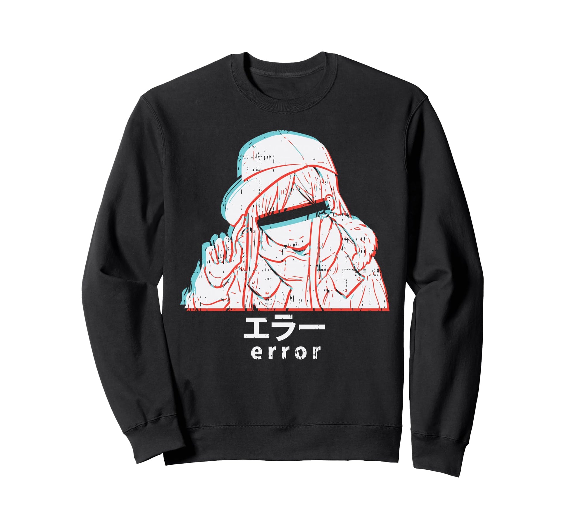 Anime Error Glitch Aesthetic Sweatshirt - Custom Art Print Men Women - T-Shirt, Sweatshirt, Hoodie