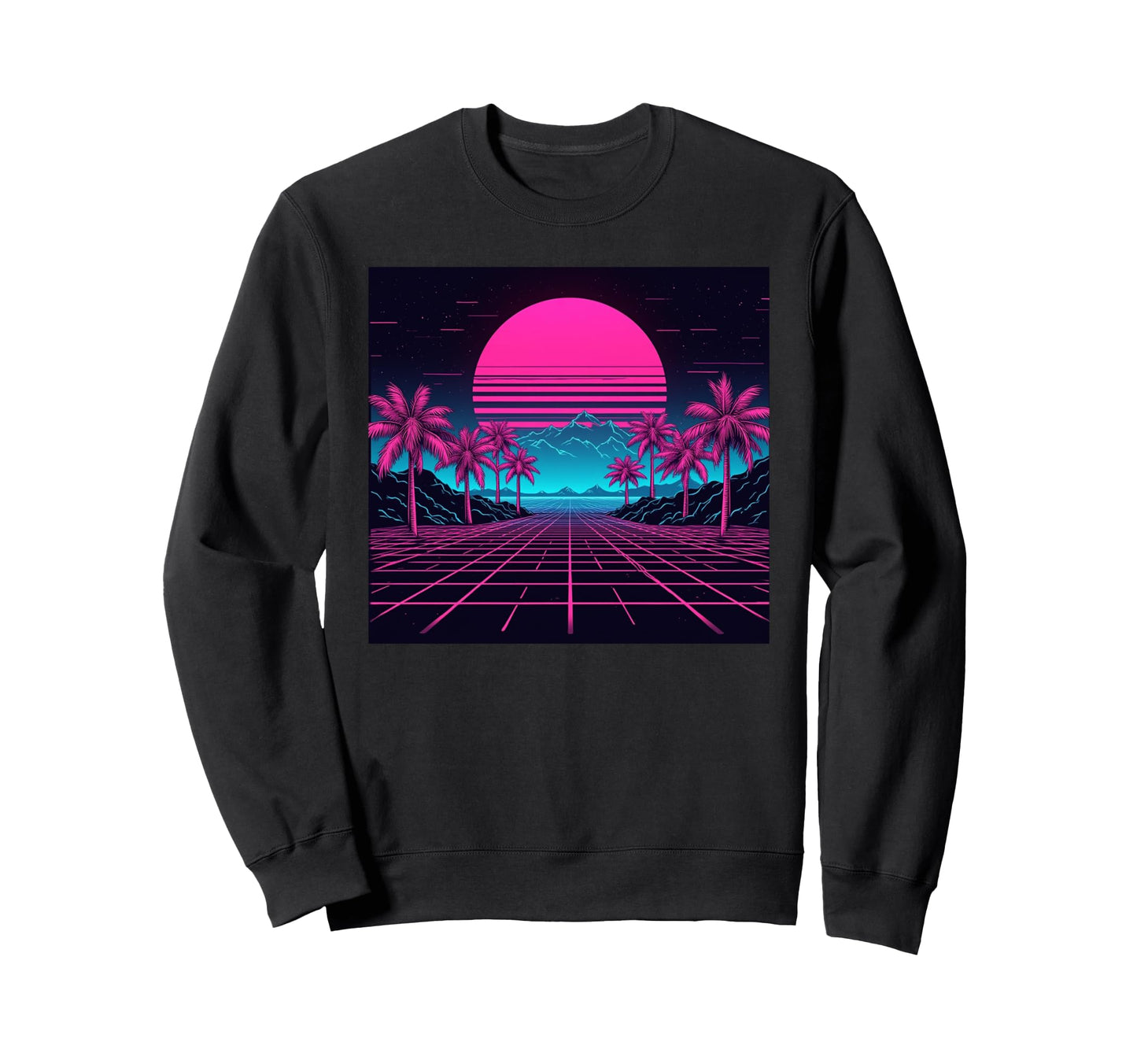 80S Vaporwave Aesthetic Palm Trees Sweatshirt - Trendy Graphic Men Women - T-Shirt, Sweatshirt, Hoodie