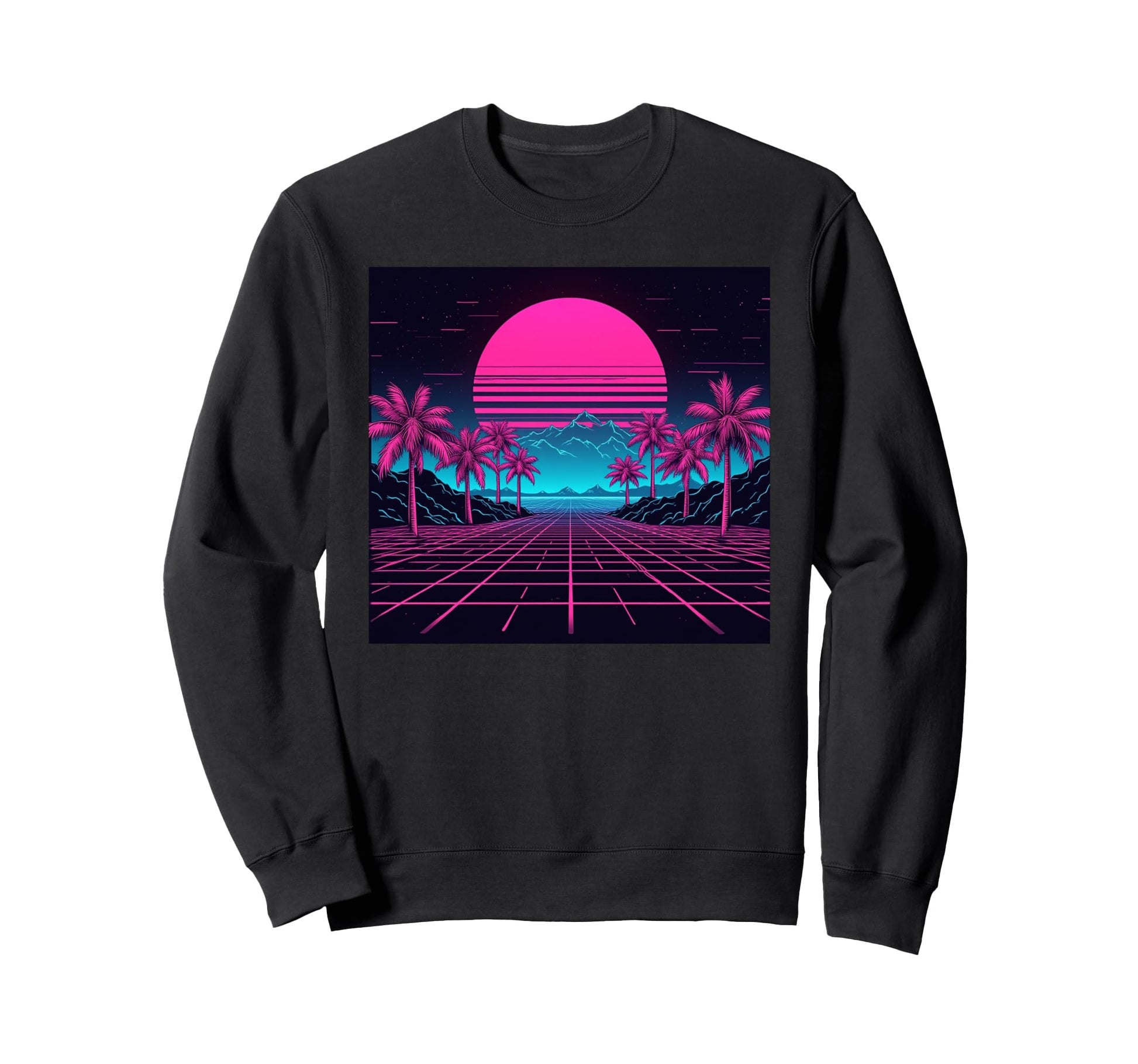80S Vaporwave Aesthetic Palm Trees Sweatshirt - Trendy Graphic Men Women - T-Shirt, Sweatshirt, Hoodie