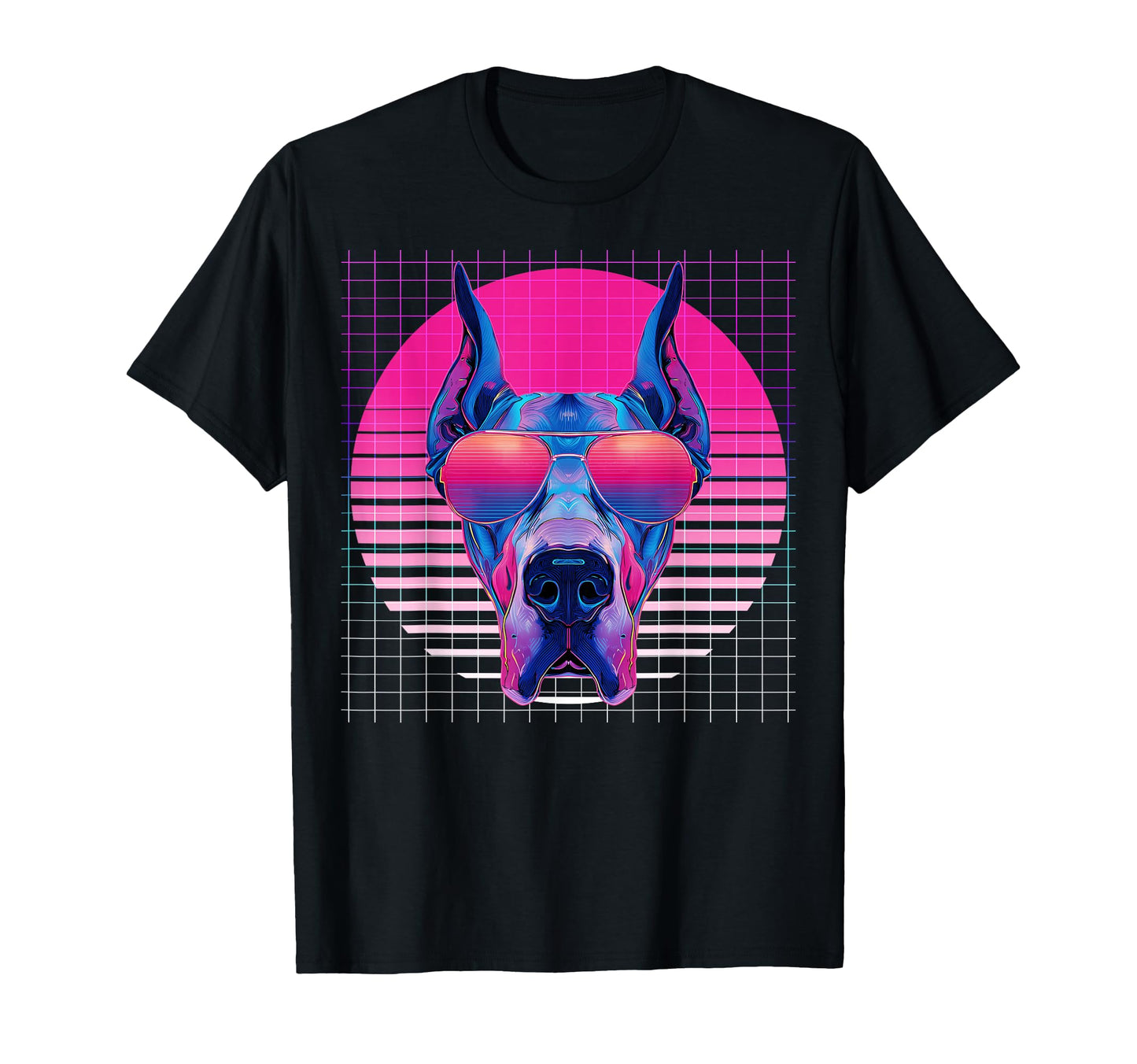 Great Dane Sunglasses Dog Vaporwave T-Shirt - Unique Graphic for Adults - T-Shirt, Sweatshirt, Hoodie