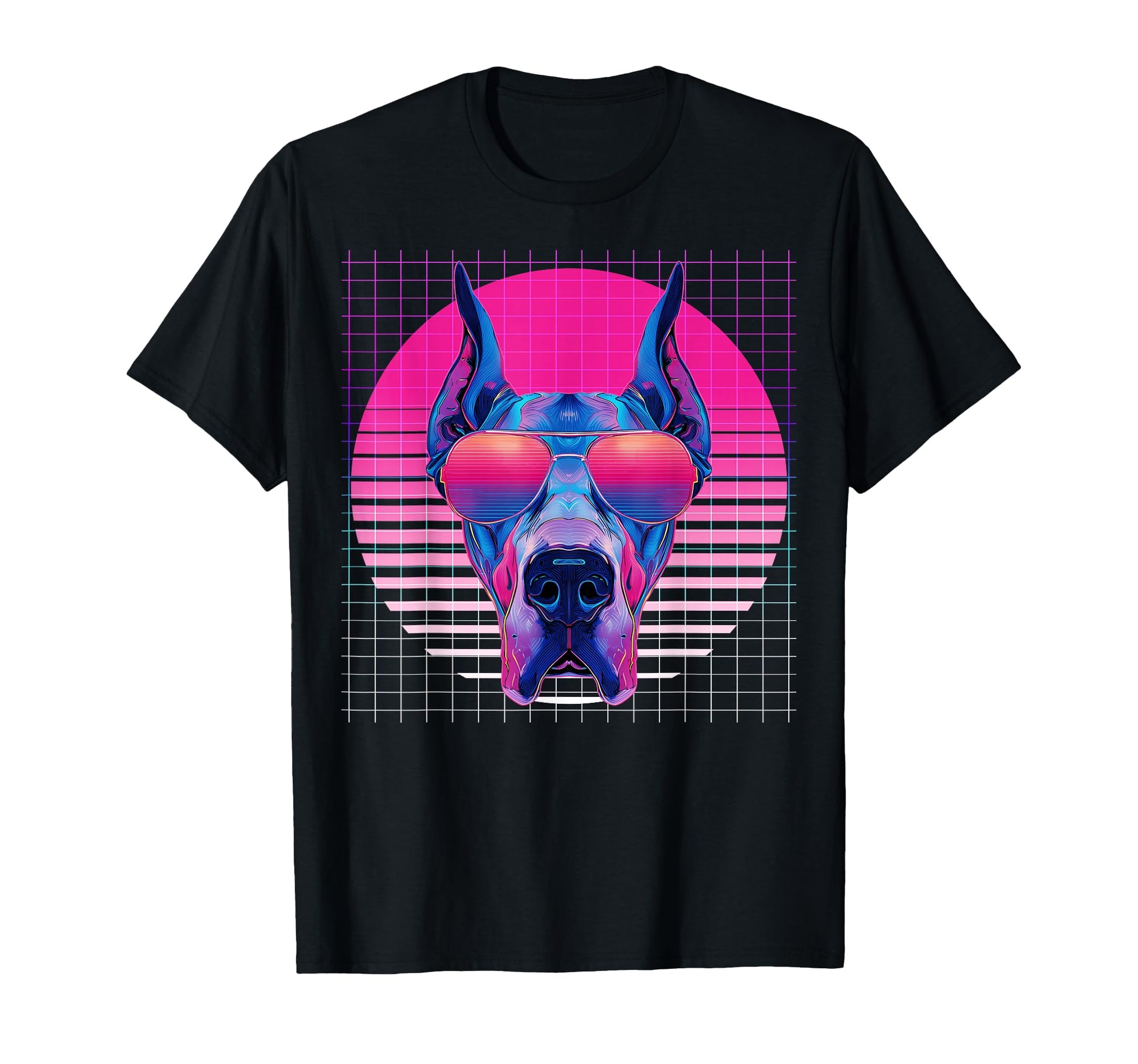 Great Dane Sunglasses Dog Vaporwave T-Shirt - Unique Graphic for Adults - T-Shirt, Sweatshirt, Hoodie