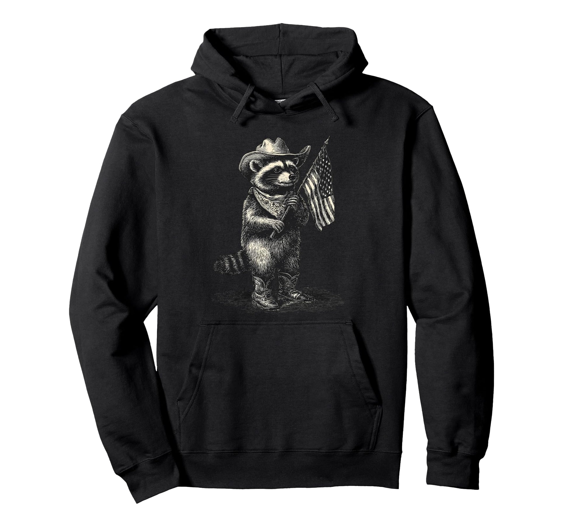 Raccoon Cowboy Rodeo Cowgirl Western Hoodie - Custom Art Print Men Women - T-Shirt, Sweatshirt, Hoodie
