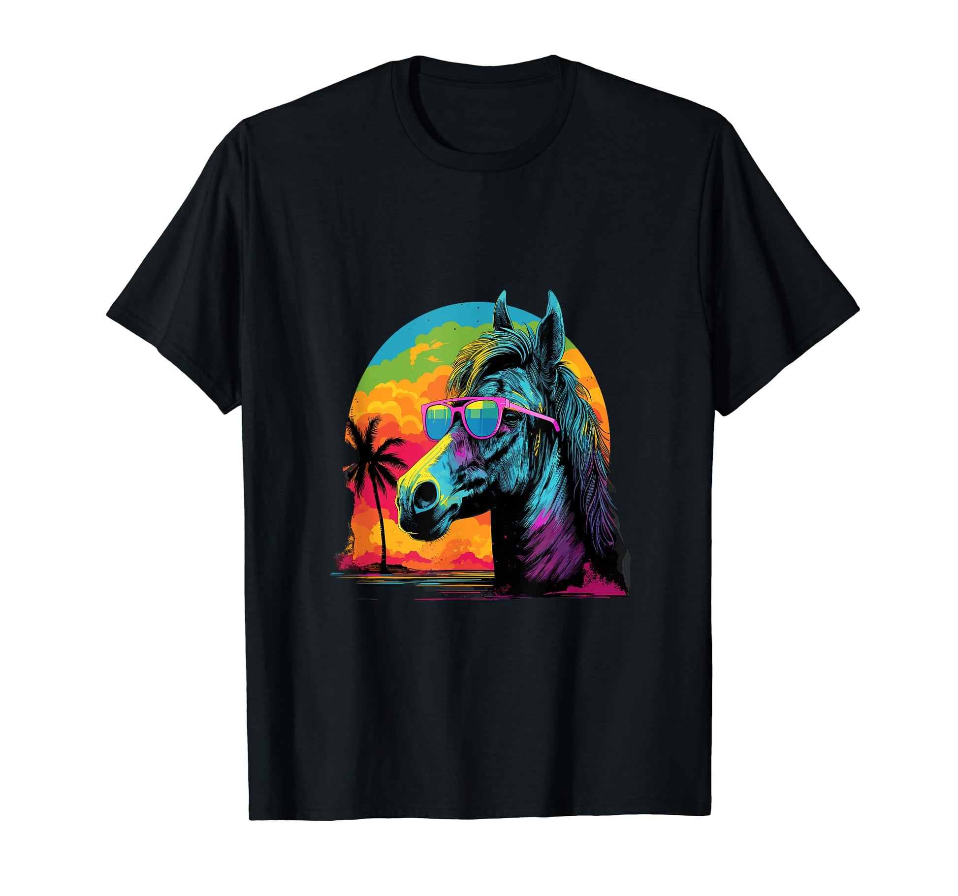 Funny Horse Vaporwave Aesthetic Animal T-Shirt - Custom Art Print Unisex - T-Shirt, Sweatshirt, Hoodie