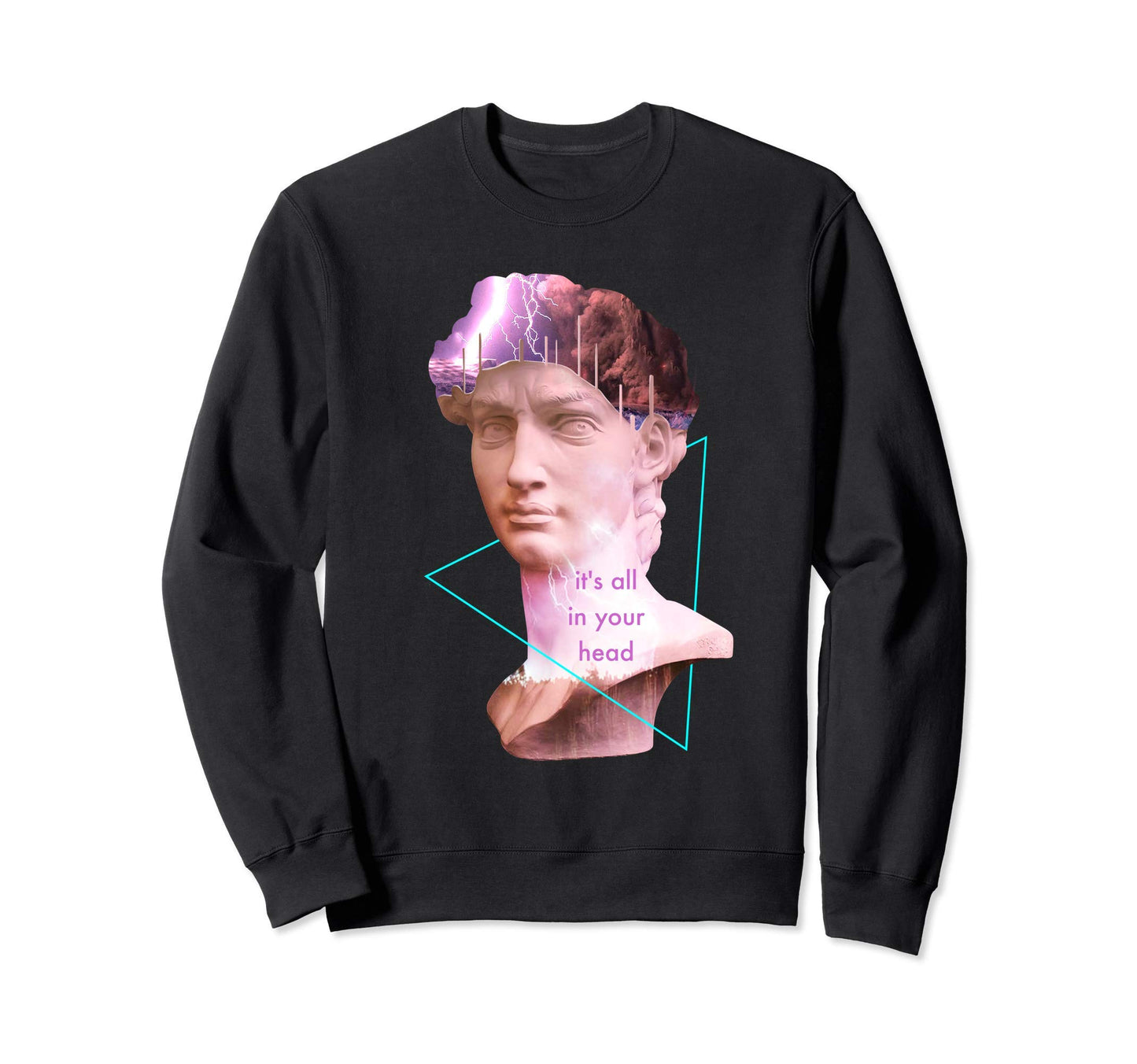 Vaporwave David Statue Its All Sweatshirt - Casual Everyday Wear Unisex - T-Shirt, Sweatshirt, Hoodie