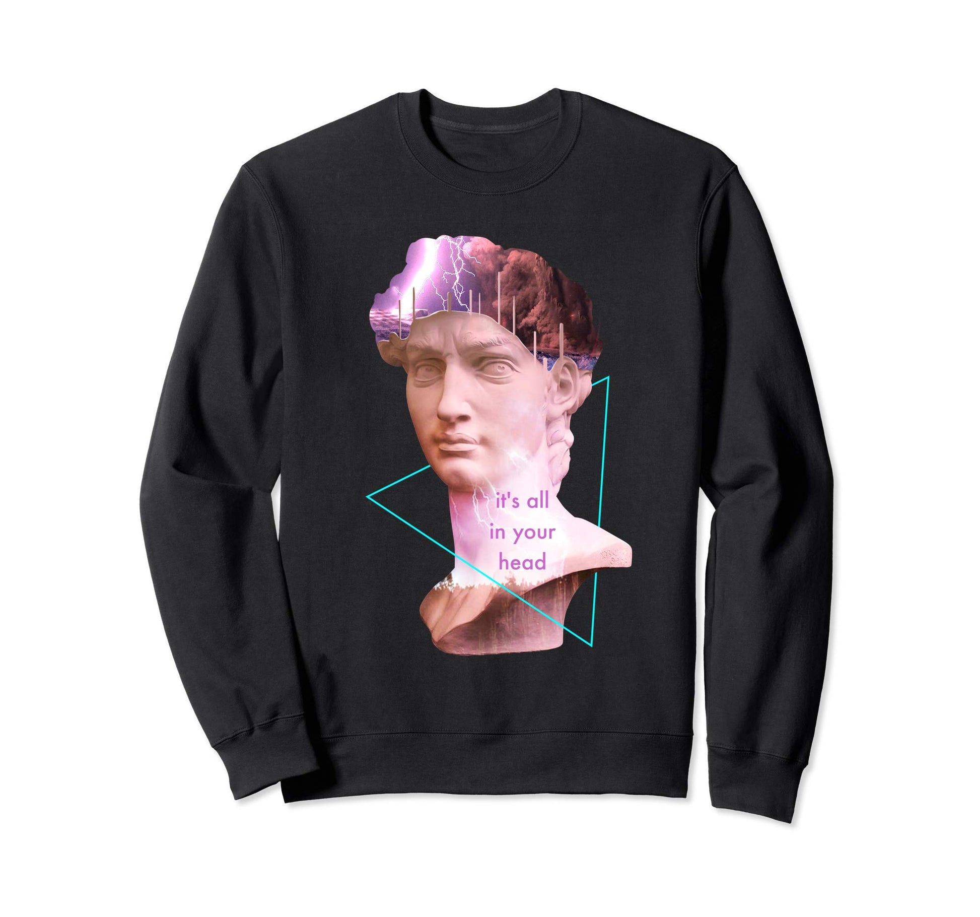 Vaporwave David Statue Its All Sweatshirt - Casual Everyday Wear Unisex - T-Shirt, Sweatshirt, Hoodie