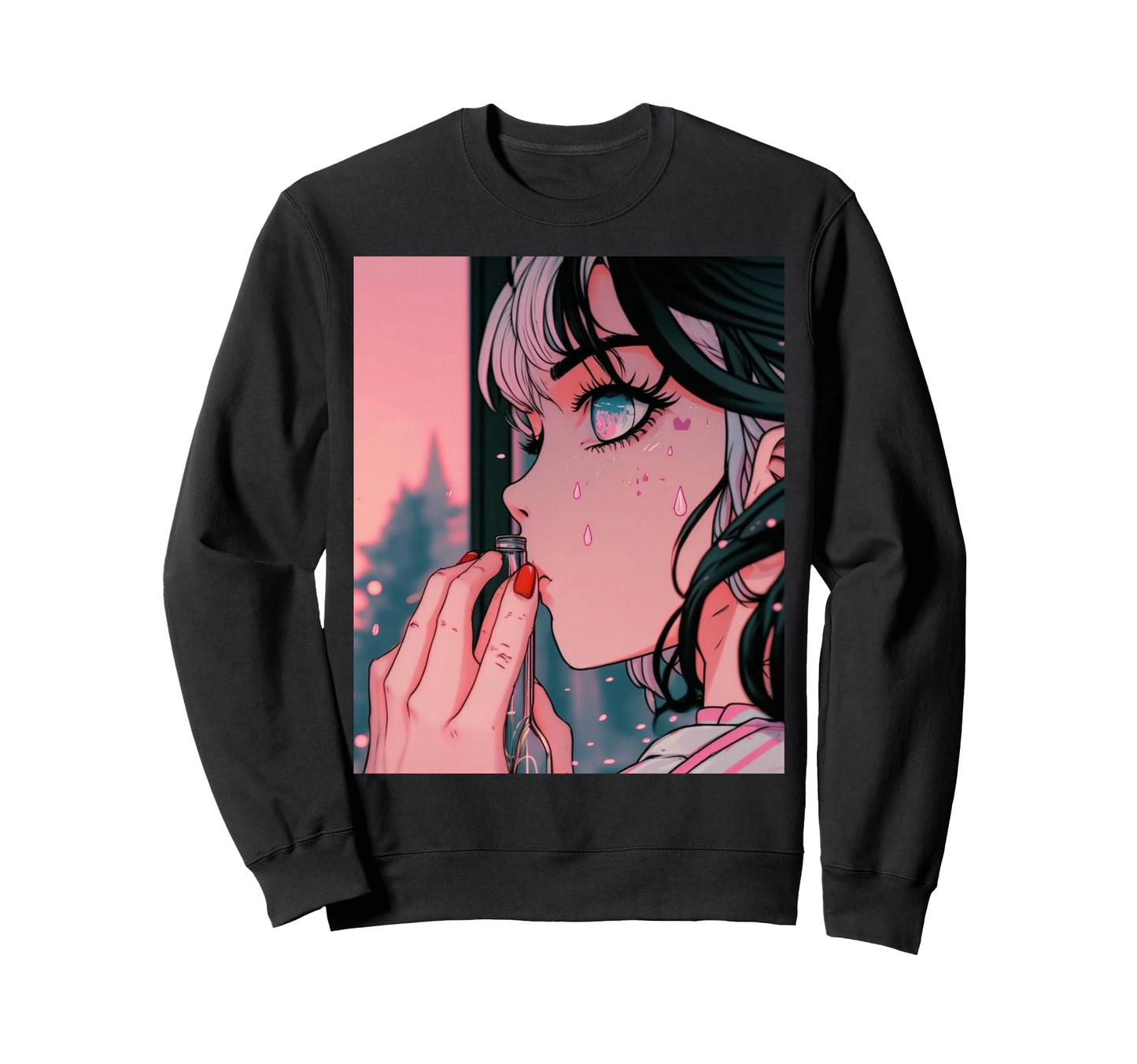 Anime Vaporwave Egirl Aesthetic Sweatshirt - Minimalist Print Unisex - T-Shirt, Sweatshirt, Hoodie