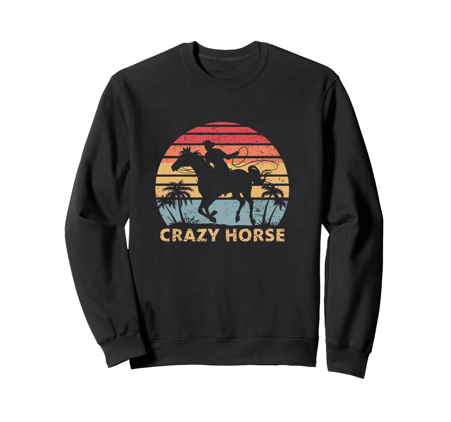 Crazy Horse Sunset Cowboy Sweatshirt - Trendy Graphic Unisex - T-Shirt, Sweatshirt, Hoodie