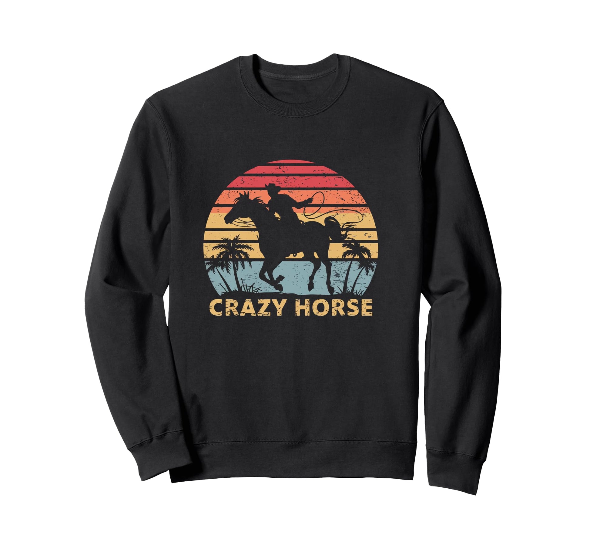 Crazy Horse Sunset Cowboy Sweatshirt - Trendy Graphic Unisex - T-Shirt, Sweatshirt, Hoodie