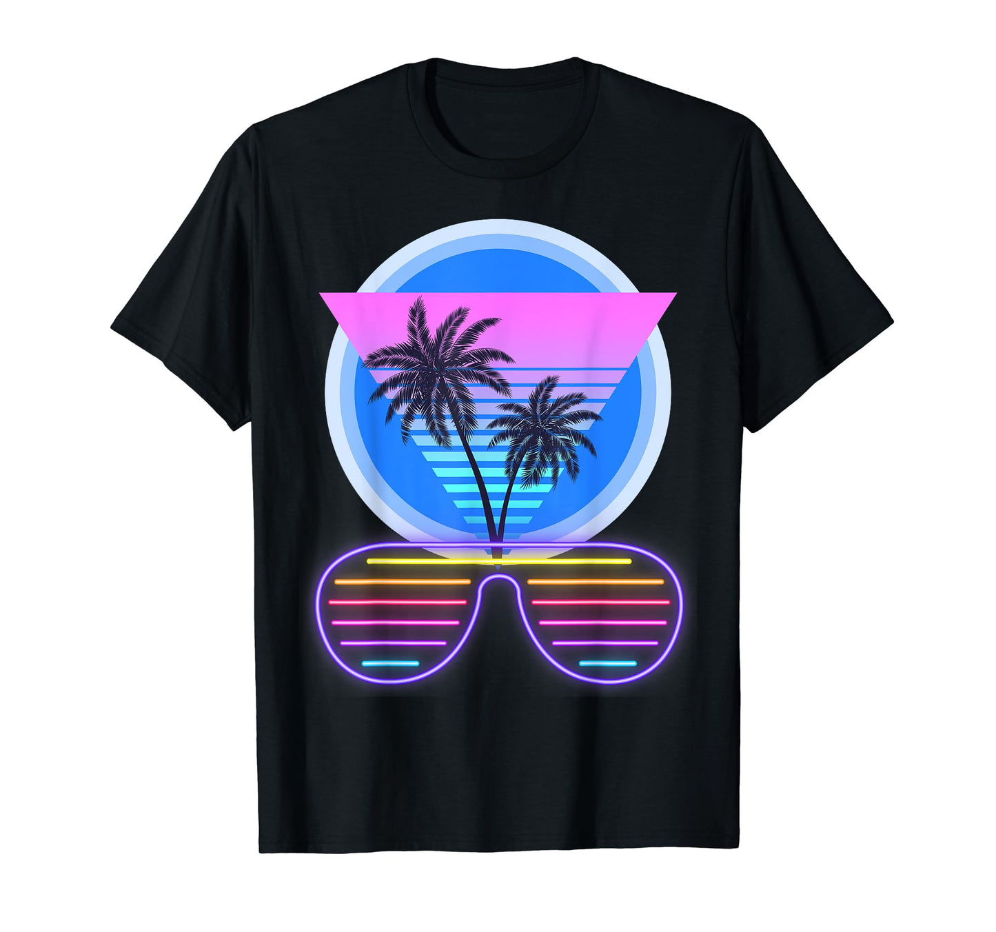 80S Vaporwave Palm Trees Sunset T-Shirt - Minimalist Print for Adults - T-Shirt, Sweatshirt, Hoodie