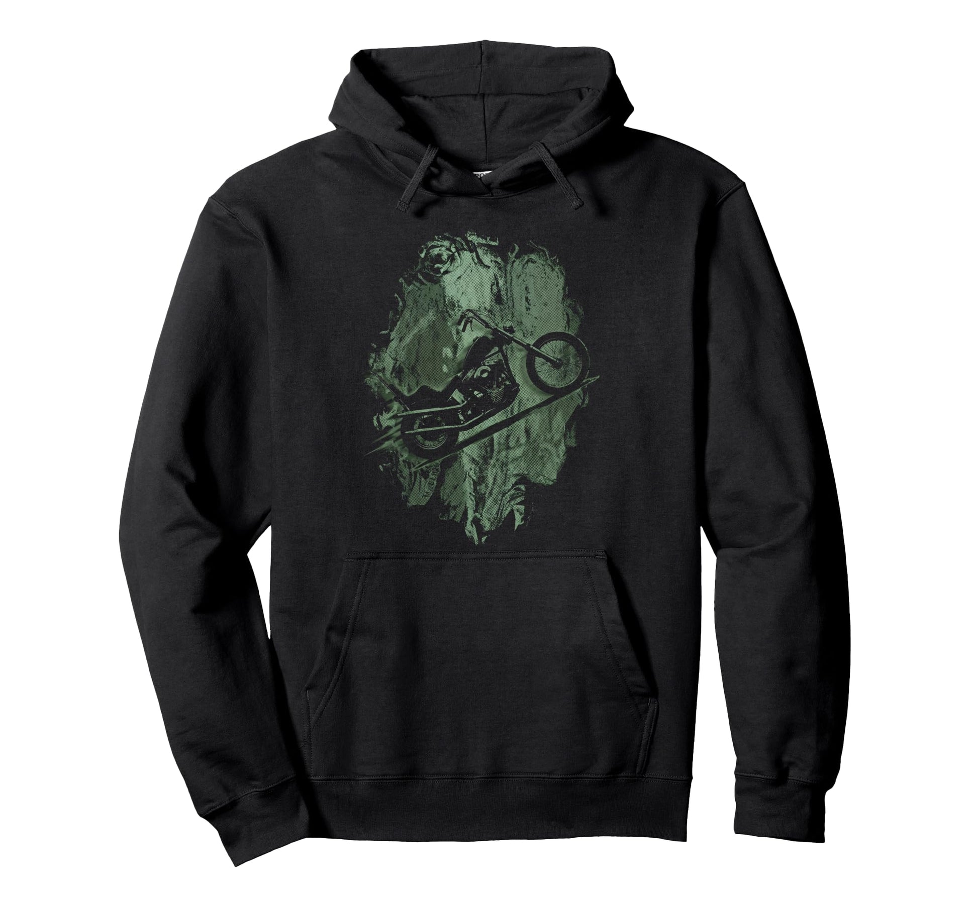 Chopper Motorcycle Grunge Biker Hoodie - Custom Art Print for Adults - T-Shirt, Sweatshirt, Hoodie