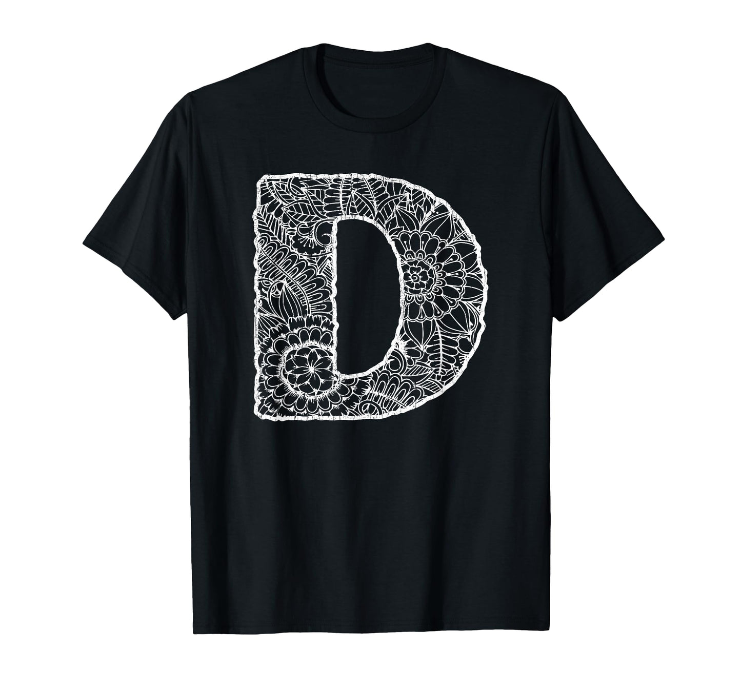 Capital Letter D Floral Chic Boho Abstract T-Shirt - Graphic Print Unisex - T-Shirt, Sweatshirt, Hoodie