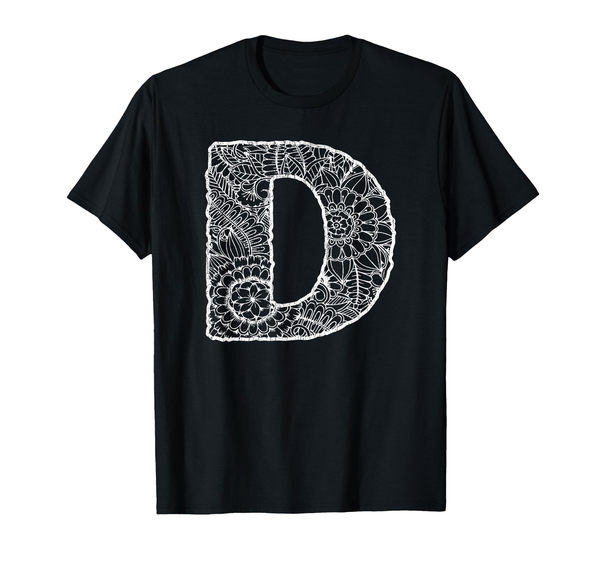 Capital Letter D Floral Chic Boho Abstract T-Shirt - Graphic Print Unisex - T-Shirt, Sweatshirt, Hoodie