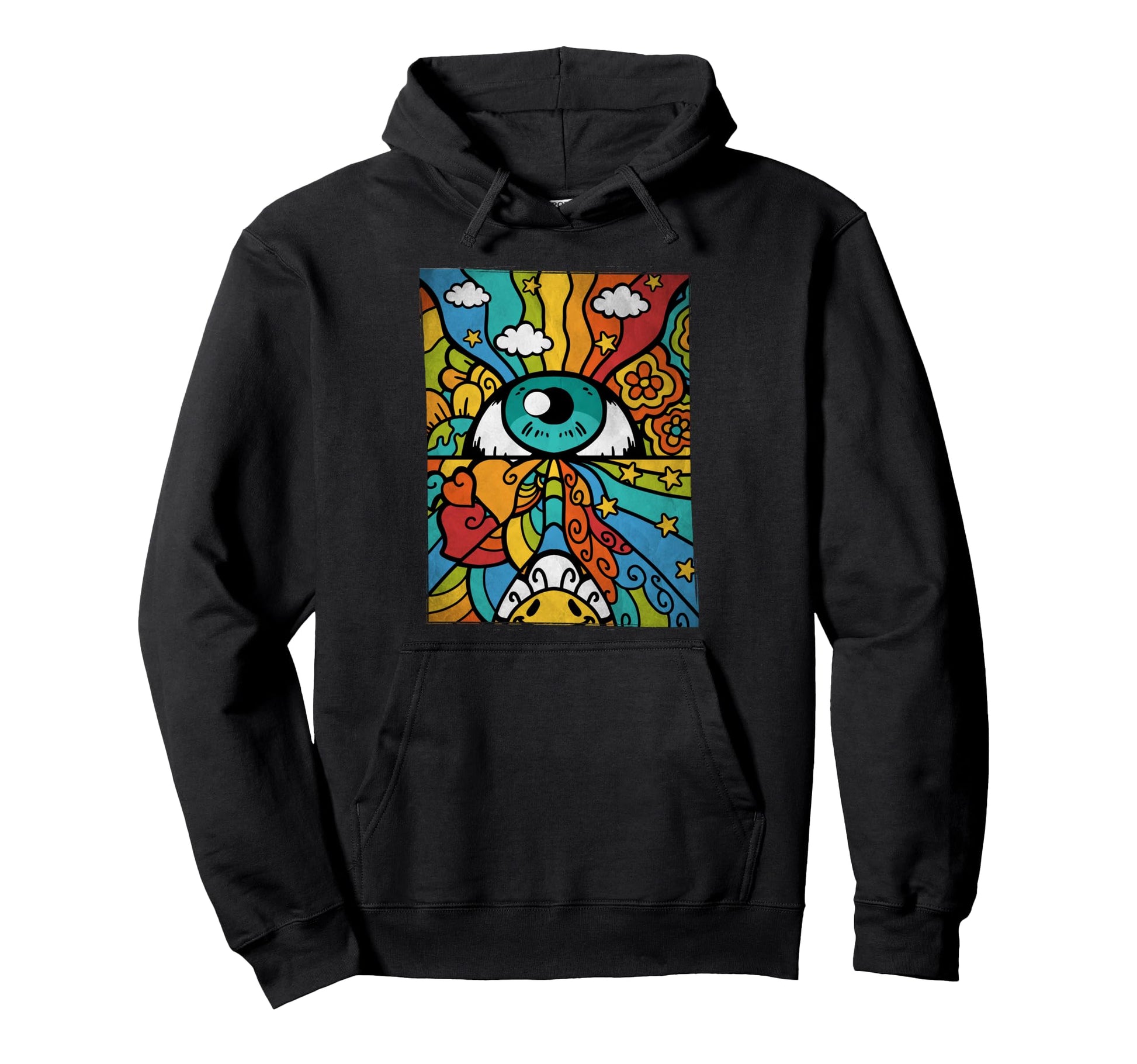 Trippy Rainbow Eye Hippie Gift 70S 80S Hoodie - Novelty Apparel for Adults - T-Shirt, Sweatshirt, Hoodie