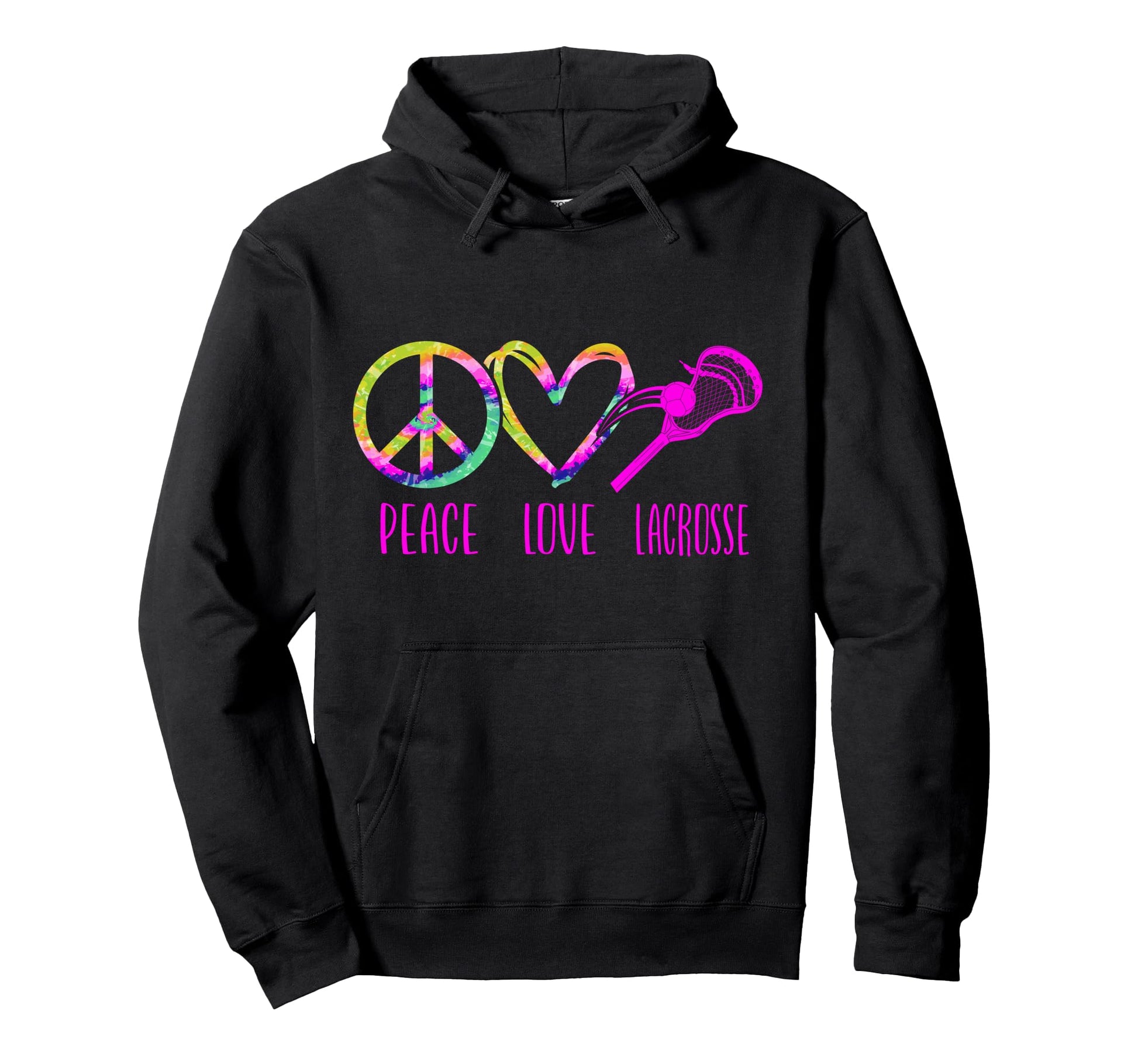 Lacrosse Lax Tie Dye Peace Love Hoodie - Custom Art Print for Adults - T-Shirt, Sweatshirt, Hoodie