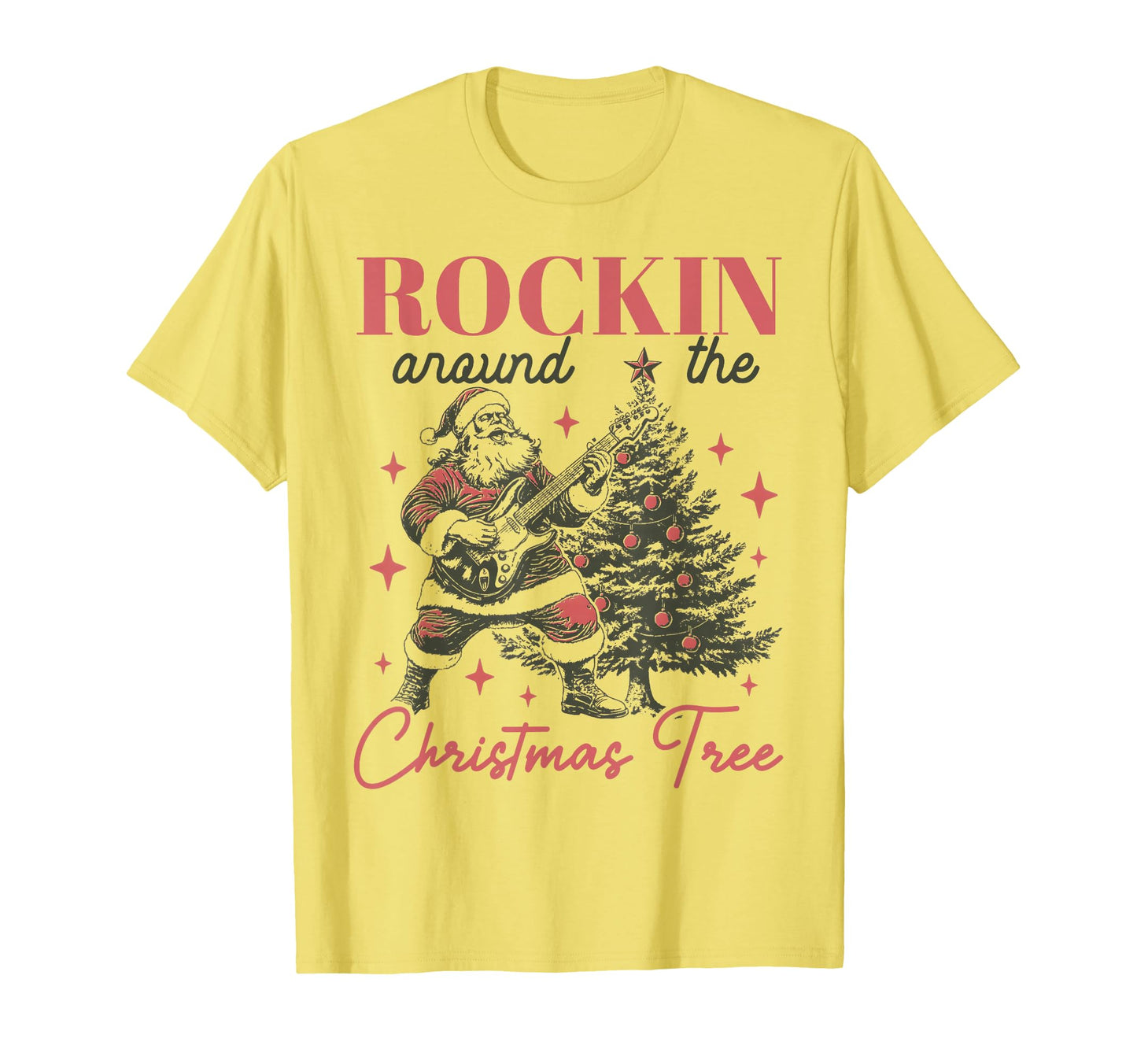 Rocking Around Tree Santa Rock And Roll T-Shirt - Custom Art Print Unisex - T-Shirt, Sweatshirt, Hoodie