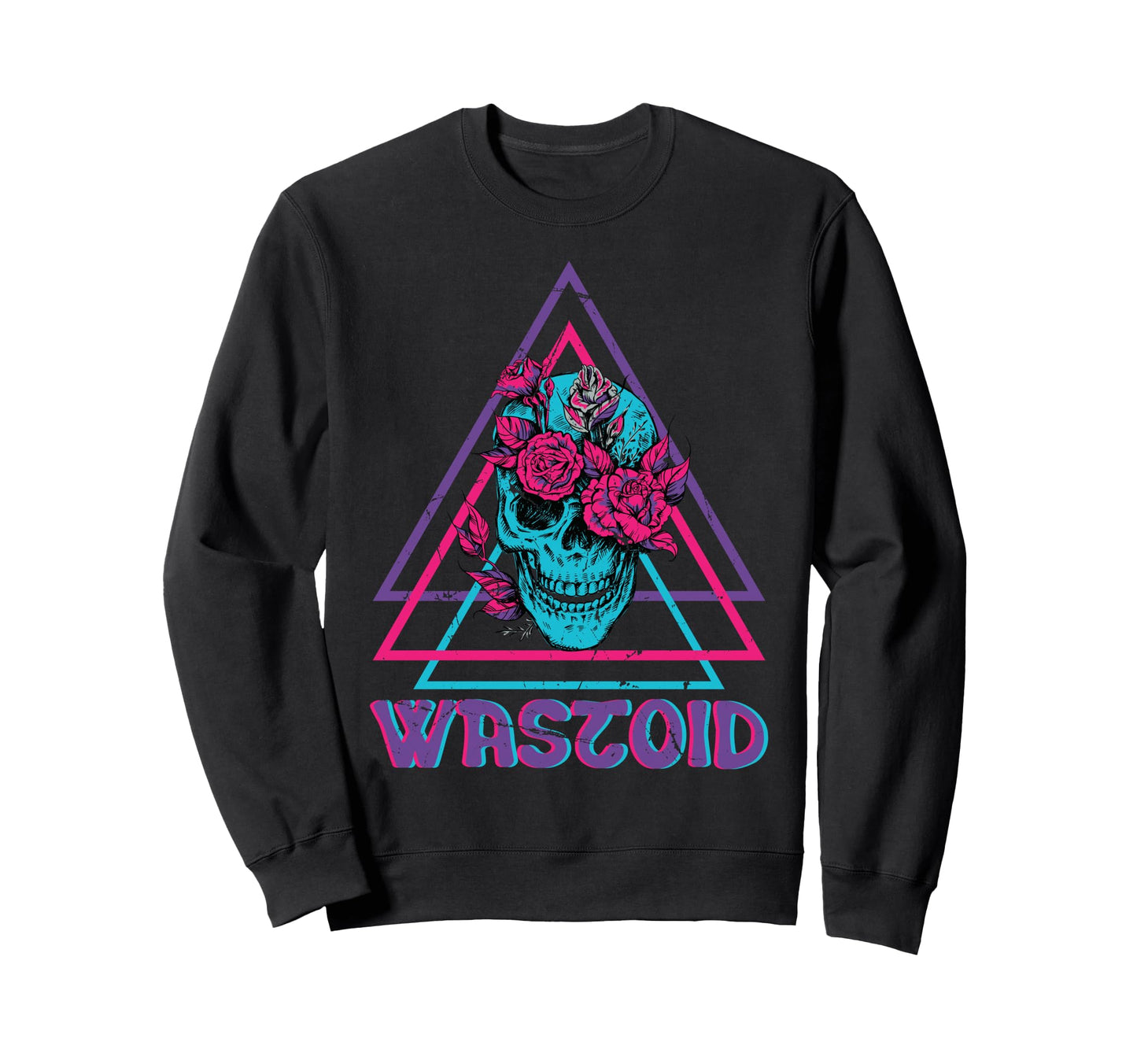 Wastoid Indie Aesthetic Vaporwave Skull Sweatshirt - Trendy Graphic Unisex - T-Shirt, Sweatshirt, Hoodie