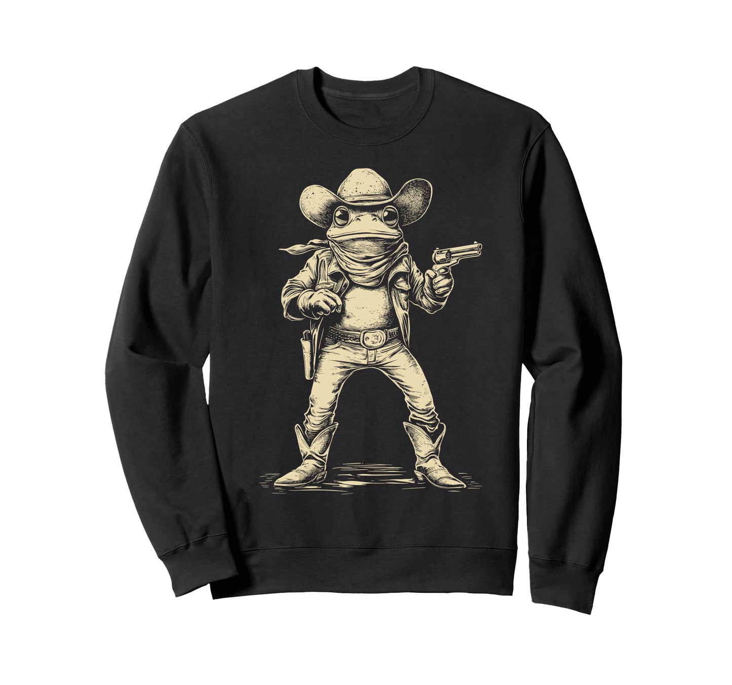 Frog Cowboy Hat Funny Western Frog Sweatshirt - Graphic Print for Adults - T-Shirt, Sweatshirt, Hoodie
