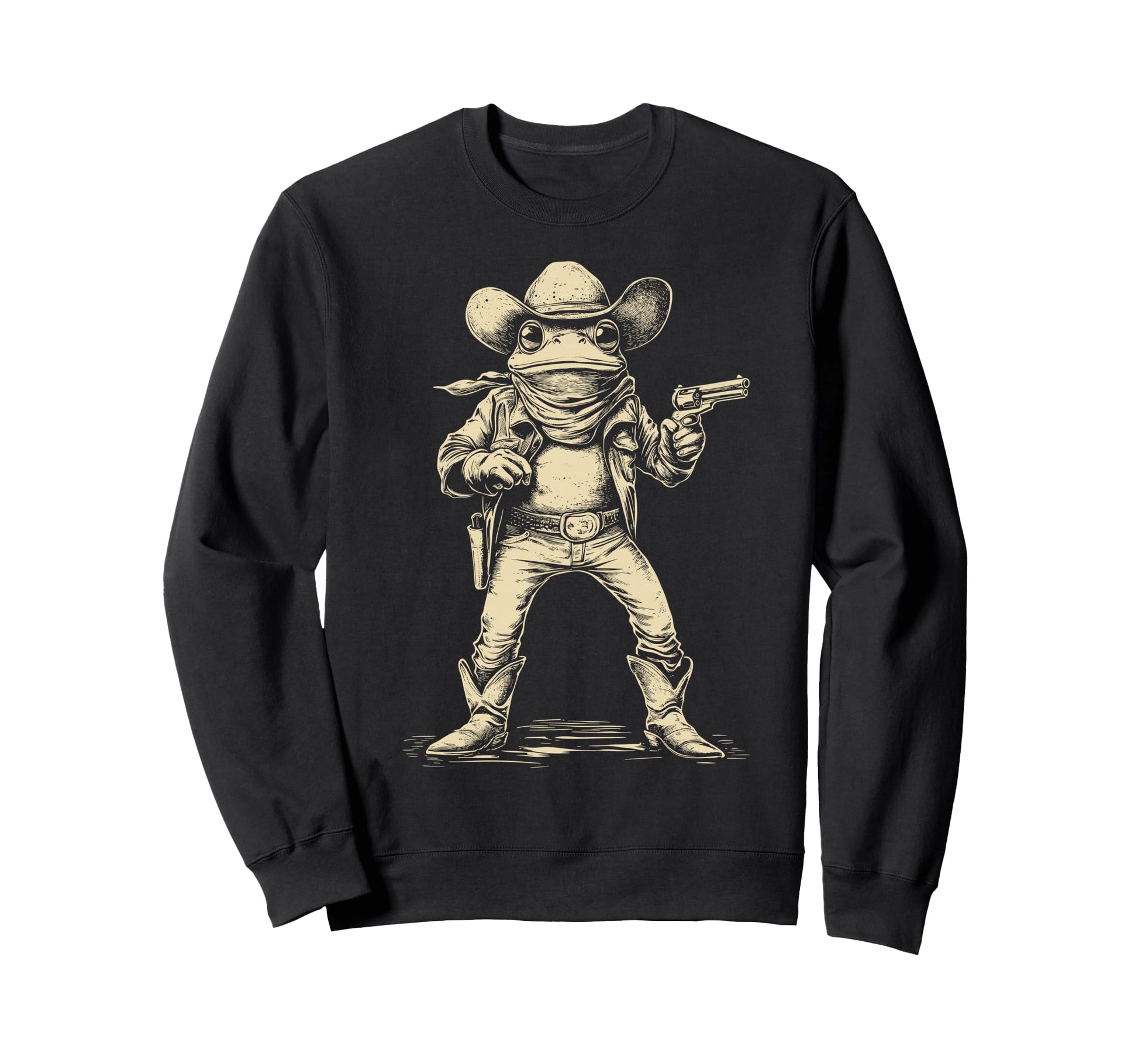 Frog Cowboy Hat Funny Western Frog Sweatshirt - Graphic Print for Adults - T-Shirt, Sweatshirt, Hoodie