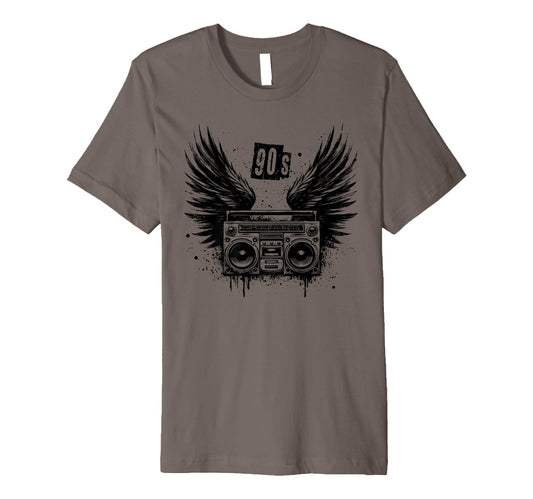 Boombox Wings 90S Ghettoblaster Hip Hop T-Shirt - Unique Graphic Men Women - T-Shirt, Sweatshirt, Hoodie