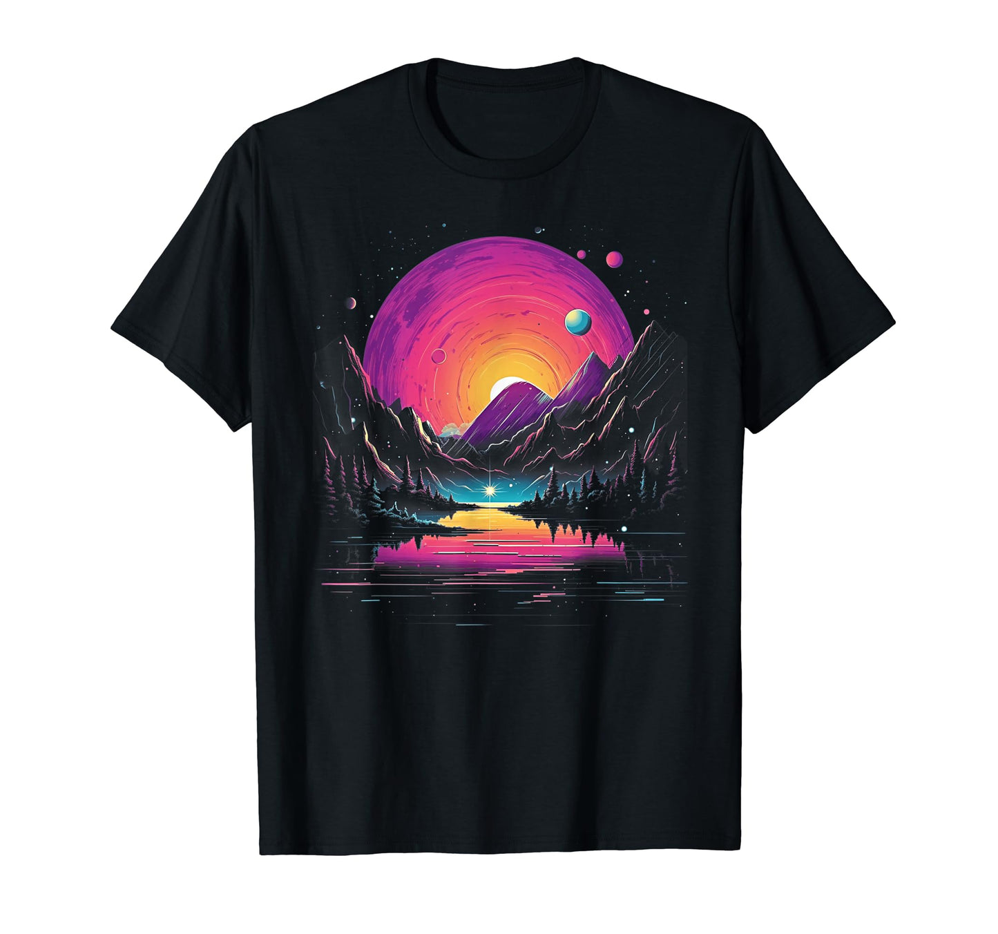Vaporwave Solar System 80S T-Shirt - Casual Everyday Wear Men Women - T-Shirt, Sweatshirt, Hoodie