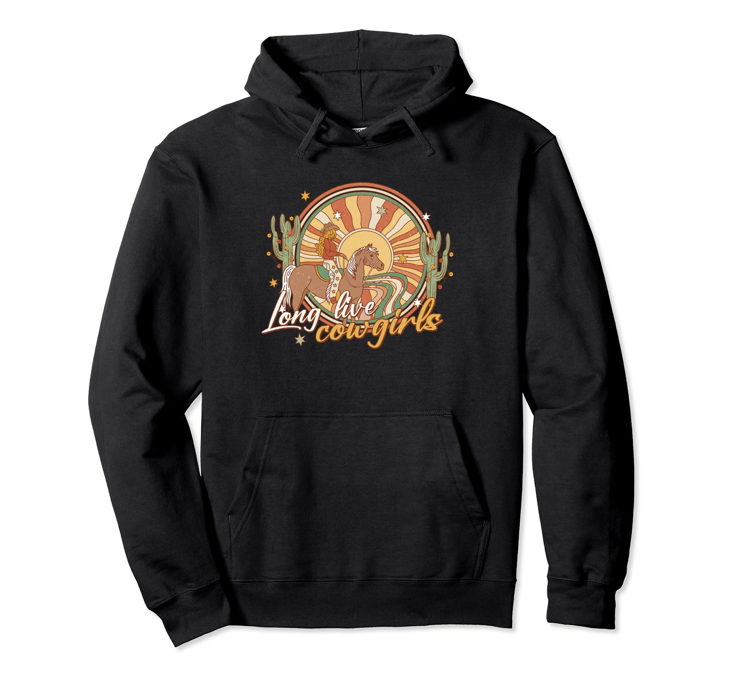 Howdy Western Live Cowgirl Cactus Sun Hoodie - Custom Art Print Unisex - T-Shirt, Sweatshirt, Hoodie