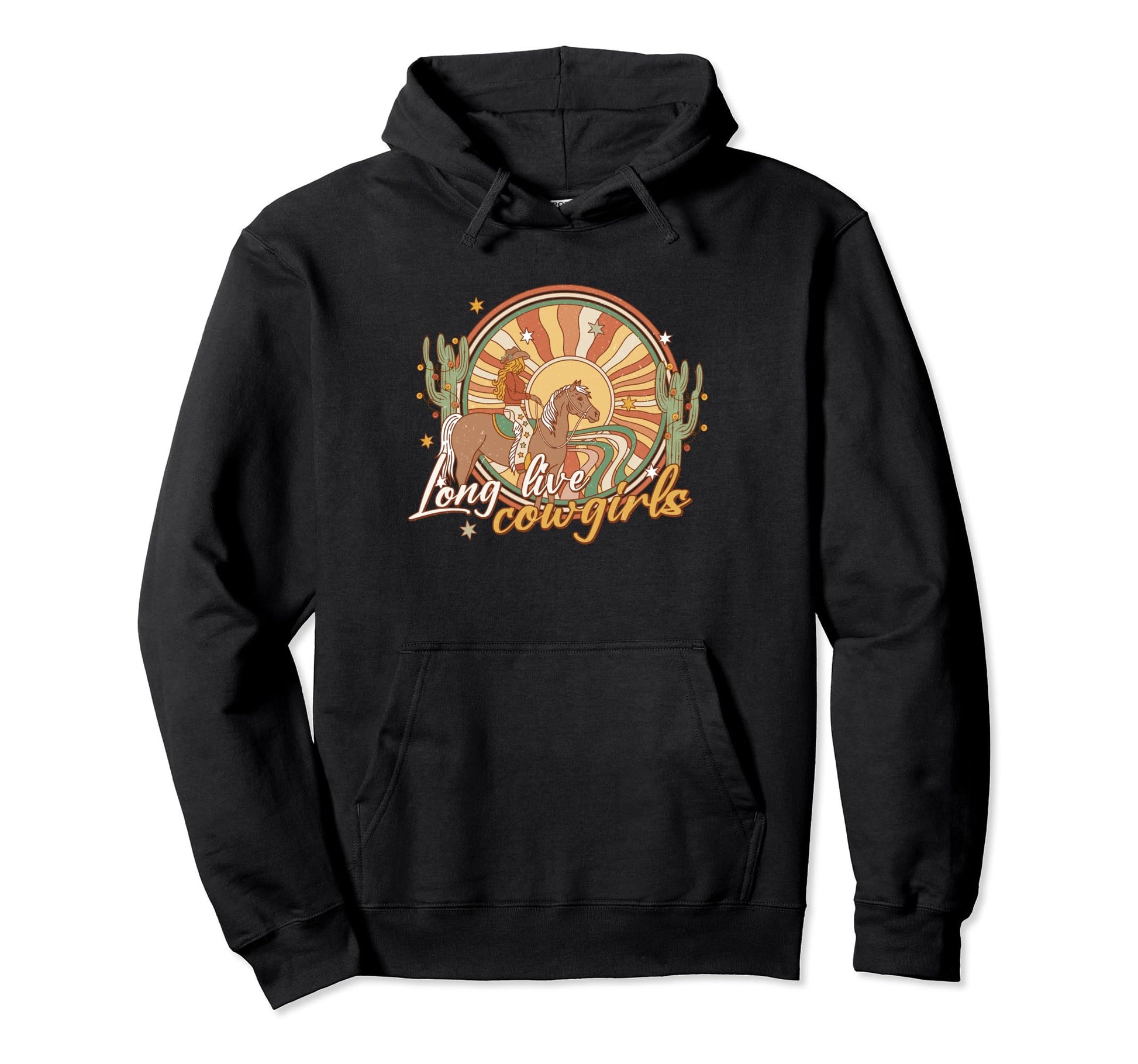 Howdy Western Live Cowgirl Cactus Sun Hoodie - Custom Art Print Unisex - T-Shirt, Sweatshirt, Hoodie