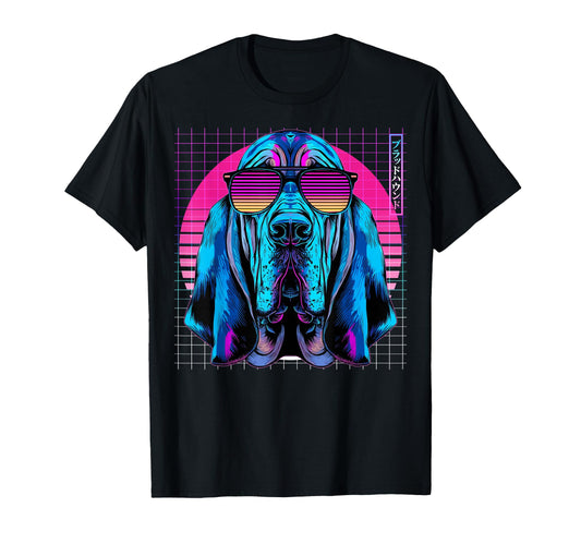 Bloodhound Sunglasses Dog Vaporwave T-Shirt - Casual Everyday Wear Unisex - T-Shirt, Sweatshirt, Hoodie