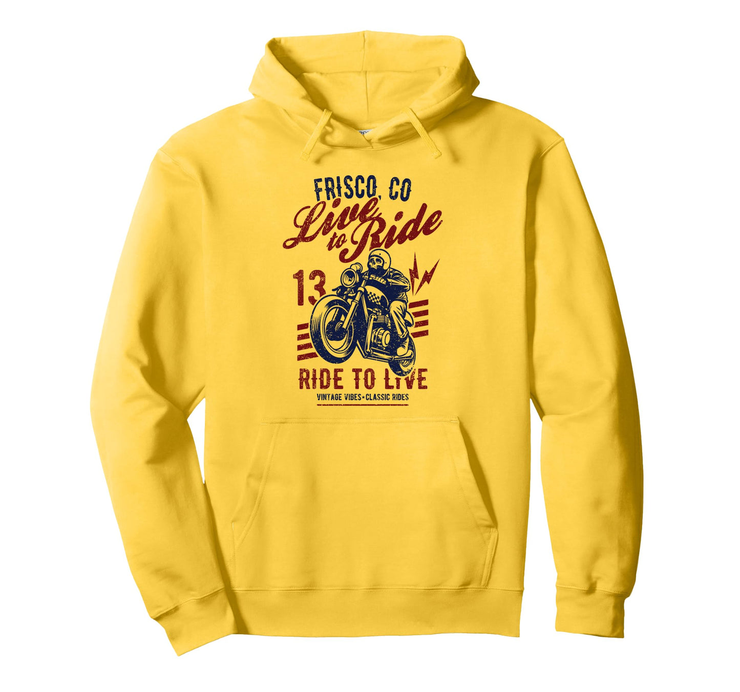 Frisco Colorado Motorcycle Skull Rider Hoodie - Casual Everyday Wear Unisex - T-Shirt, Sweatshirt, Hoodie