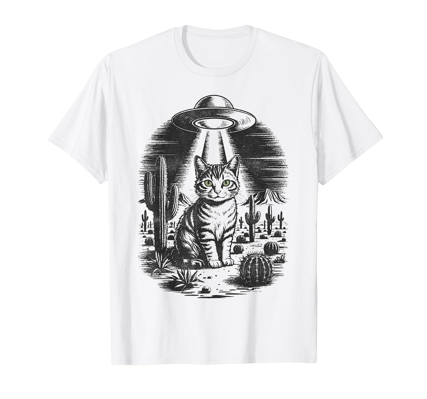 Funny Cat Western Ufo Cowboy Cat T-Shirt - Aesthetic Graphic for Adults - T-Shirt, Sweatshirt, Hoodie