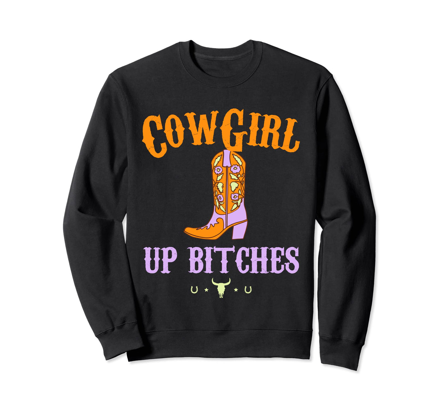 Western Cowgirl Yeehaw Hippie Boho Cow Sweatshirt - Graphic Print Unisex - T-Shirt, Sweatshirt, Hoodie