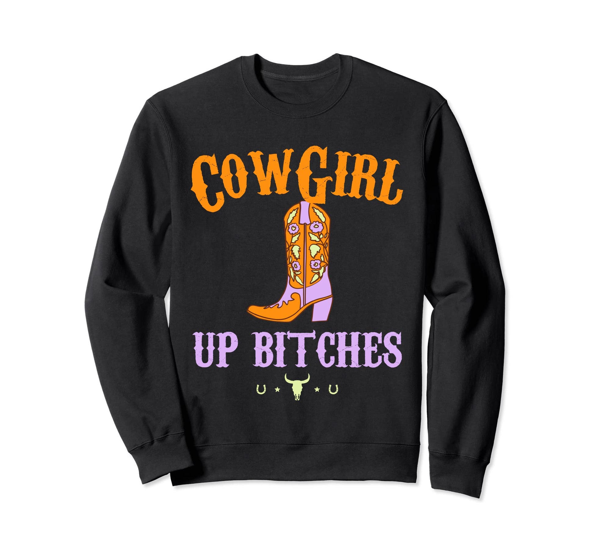 Western Cowgirl Yeehaw Hippie Boho Cow Sweatshirt - Graphic Print Unisex - T-Shirt, Sweatshirt, Hoodie