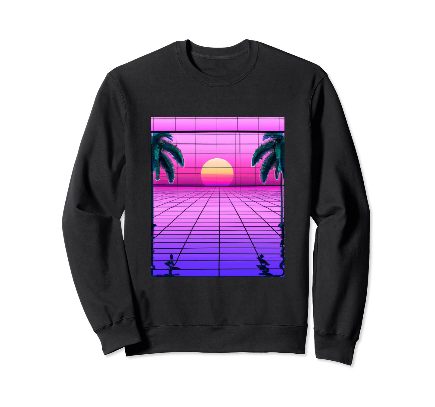 Vaporwave Sunset Synthwave Sun Palm Sweatshirt - Novelty Apparel Men Women - T-Shirt, Sweatshirt, Hoodie
