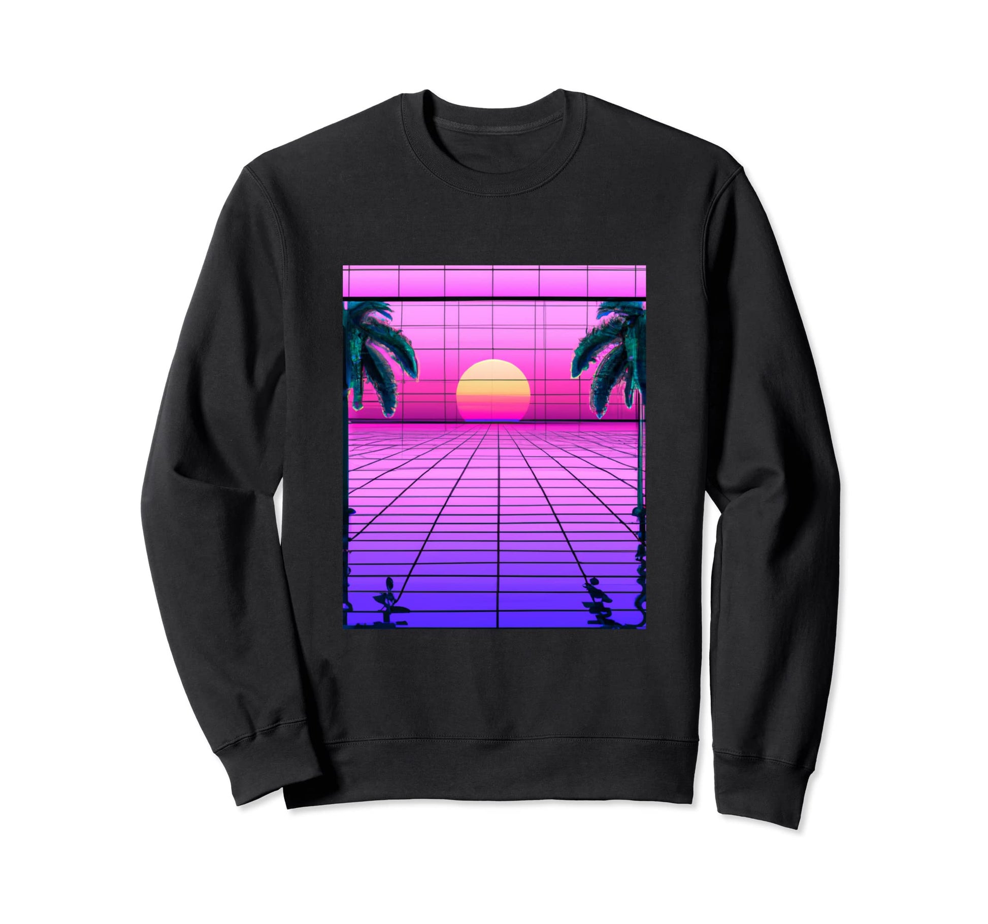 Vaporwave Sunset Synthwave Sun Palm Sweatshirt - Novelty Apparel Men Women - T-Shirt, Sweatshirt, Hoodie