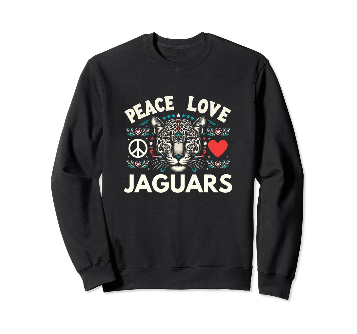 Jaguar Jaguar Lover Peace Love Sweatshirt - Novelty Apparel for Adults - T-Shirt, Sweatshirt, Hoodie