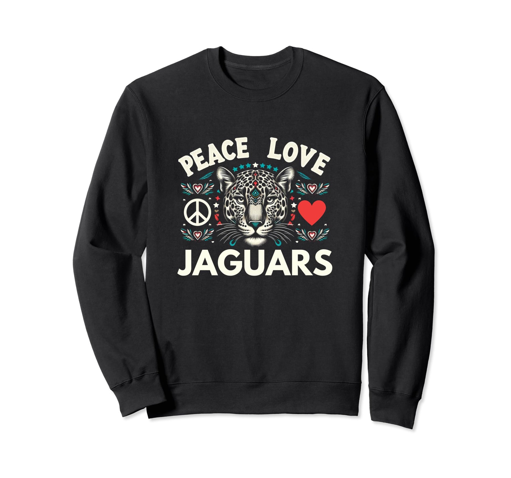 Jaguar Jaguar Lover Peace Love Sweatshirt - Novelty Apparel for Adults - T-Shirt, Sweatshirt, Hoodie