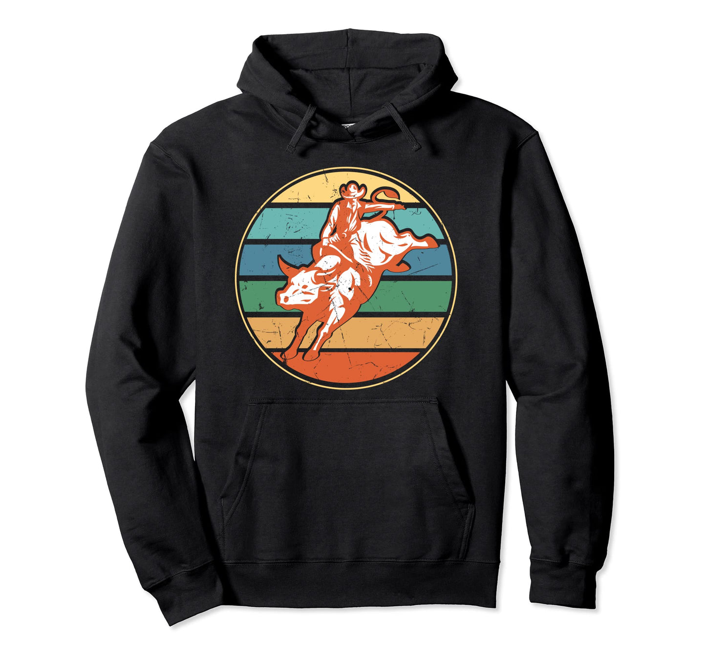 Bull American Riding Bucking Cowboy Hoodie - Custom Art Print for Adults - T-Shirt, Sweatshirt, Hoodie