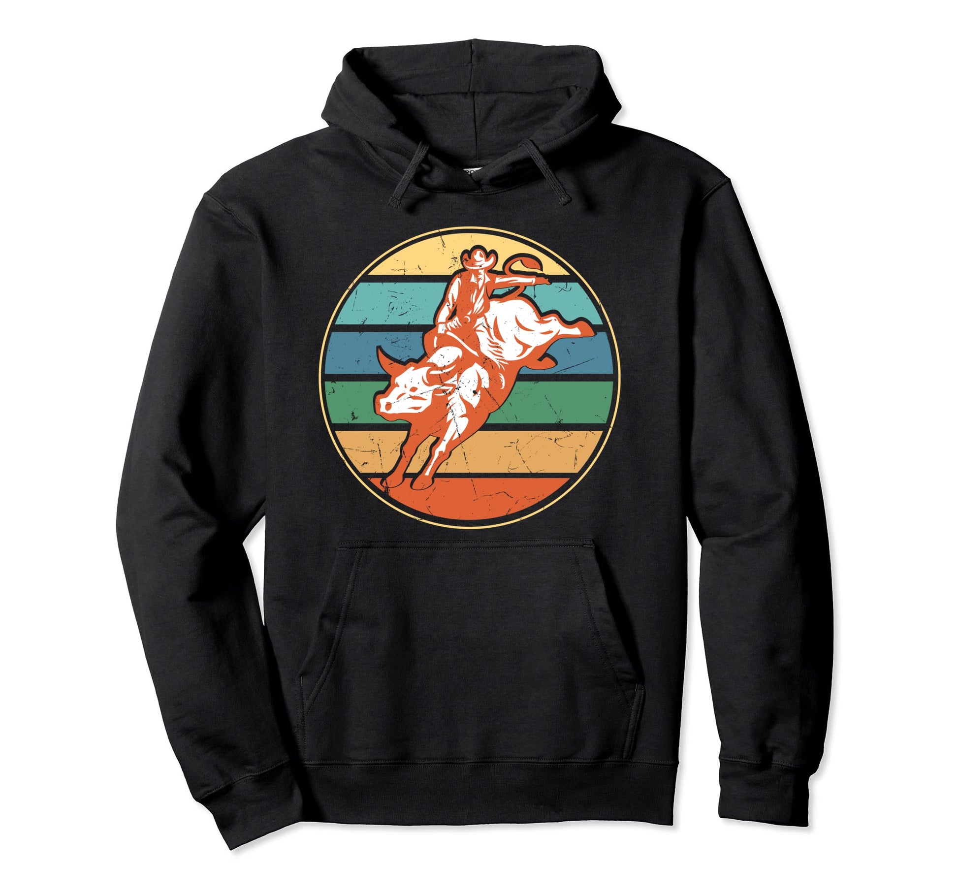 Bull American Riding Bucking Cowboy Hoodie - Custom Art Print for Adults - T-Shirt, Sweatshirt, Hoodie