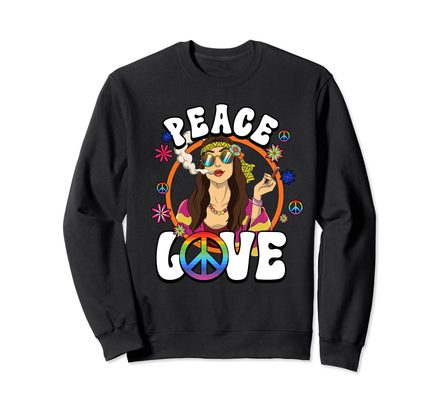 60S 70S Costume Peace Love Hippie Sweatshirt - Minimalist Print for Adults - T-Shirt, Sweatshirt, Hoodie