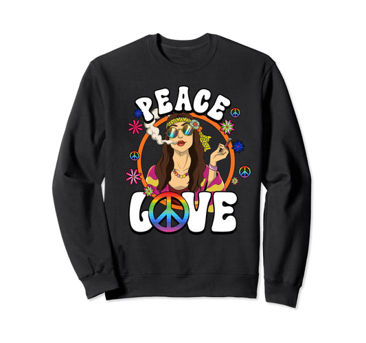 60S 70S Costume Peace Love Hippie Sweatshirt - Minimalist Print for Adults - T-Shirt, Sweatshirt, Hoodie