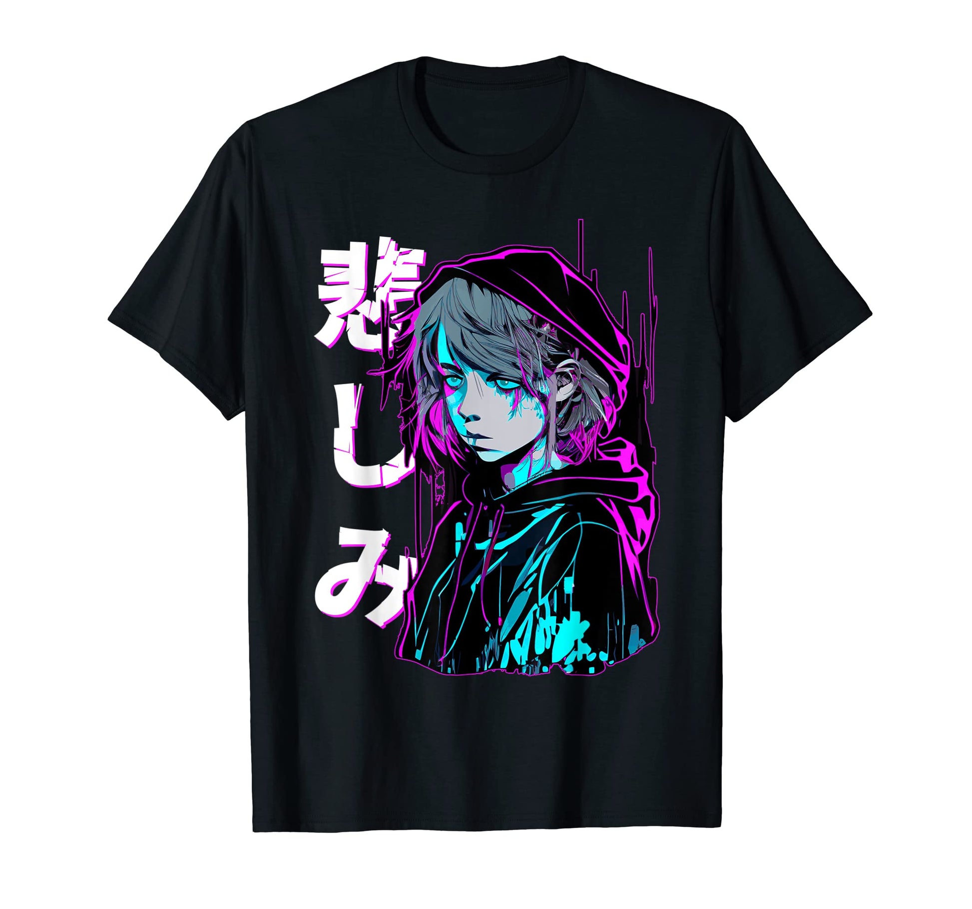 Sad Emo Anime Japanese Aesthetic T-Shirt - Minimalist Print Unisex - T-Shirt, Sweatshirt, Hoodie
