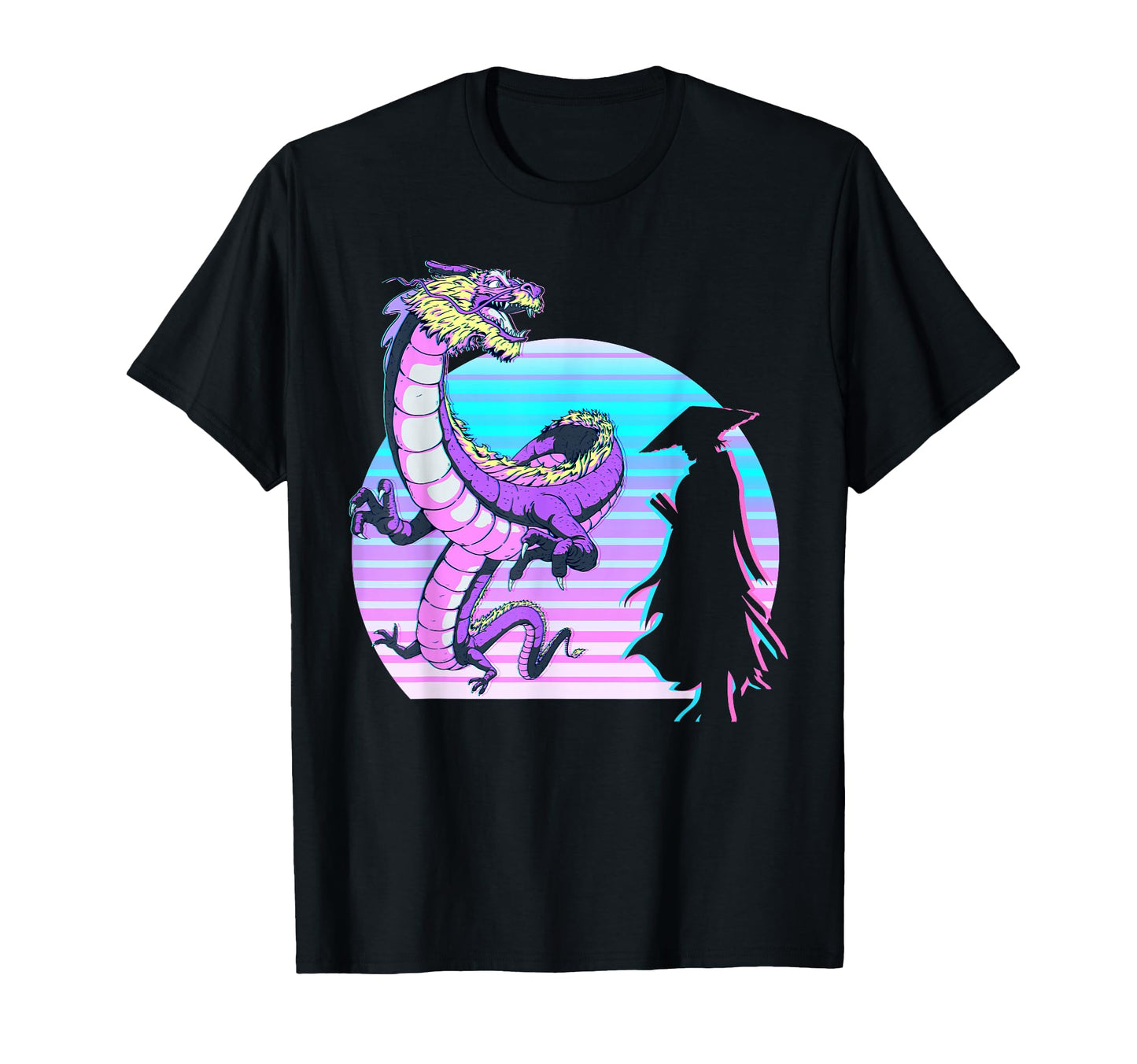 Japanese Dragon Samurai Vaporwave T-Shirt - Minimalist Print Unisex - T-Shirt, Sweatshirt, Hoodie